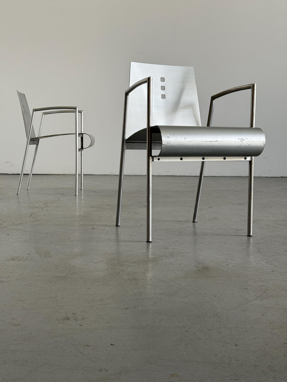 Aluminium Armchairs by Christian Duc for the Croixement Restaurant