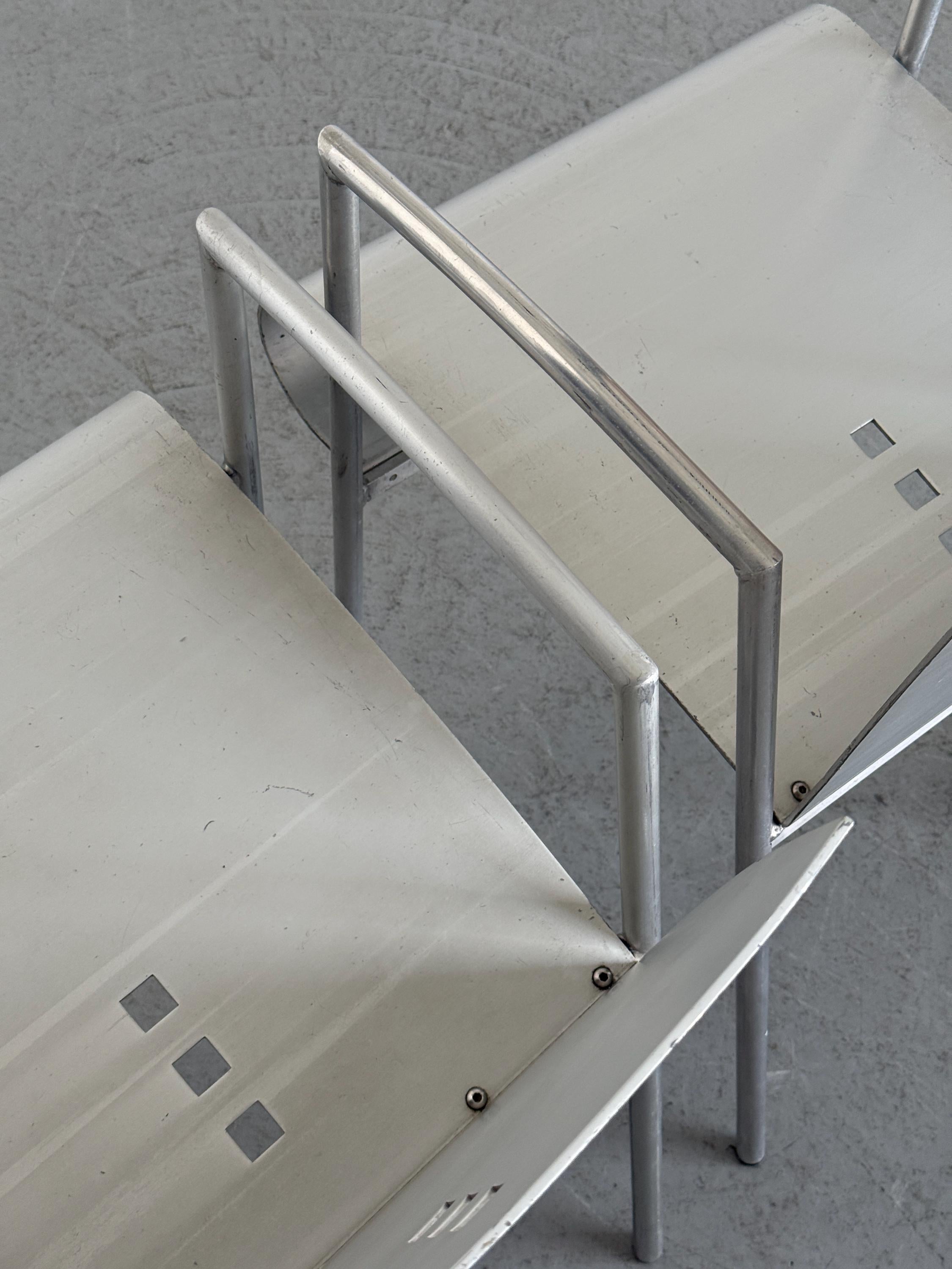 Aluminium Armchairs by Christian Duc for the Croixement Restaurant