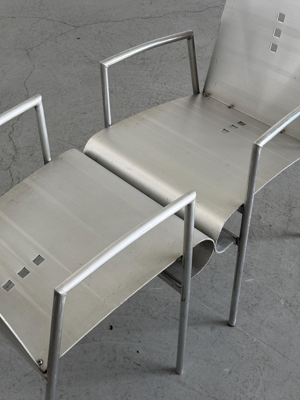 Aluminium Armchairs by Christian Duc for the Croixement Restaurant
