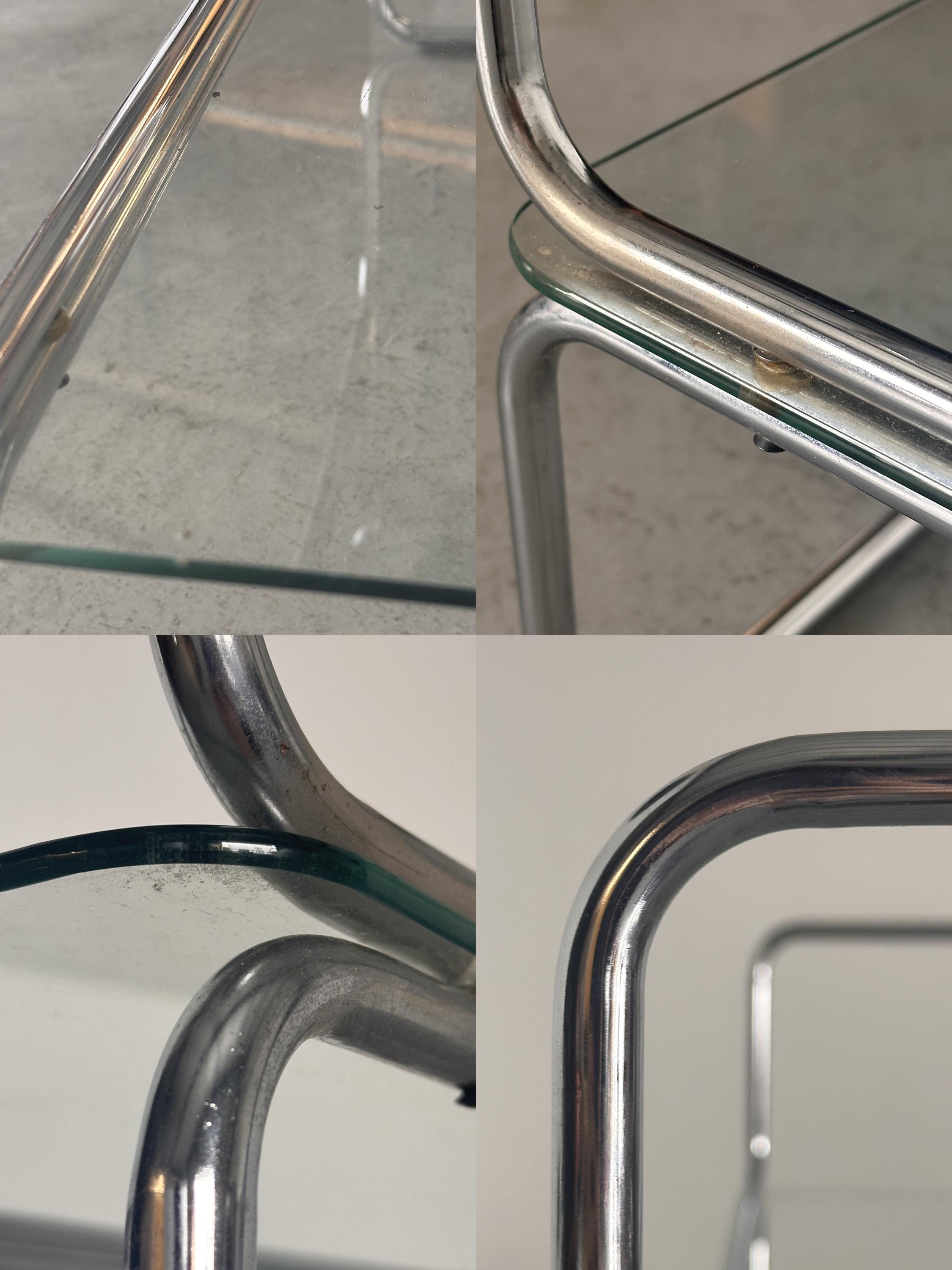 Chrome and Glass Tubular Etagere