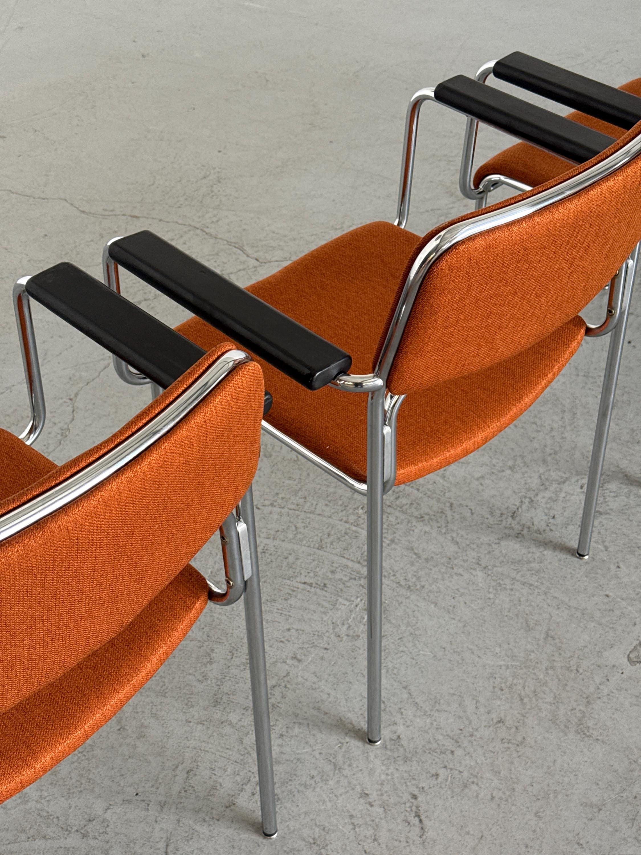 Mid-Century Tubular Steel Armchairs Attributed to Lammhults