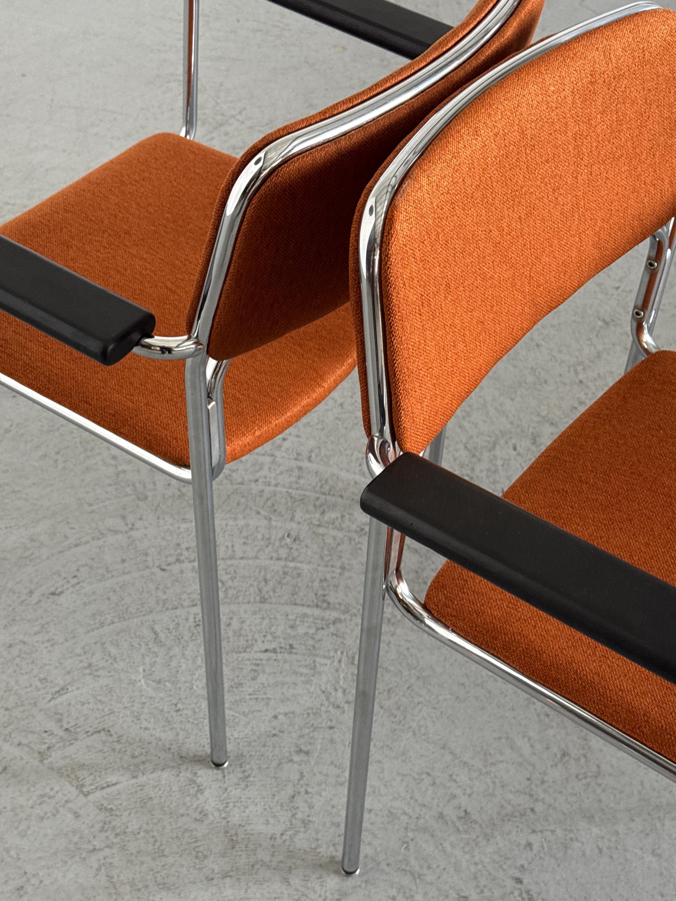 Mid-Century Tubular Steel Armchairs Attributed to Lammhults