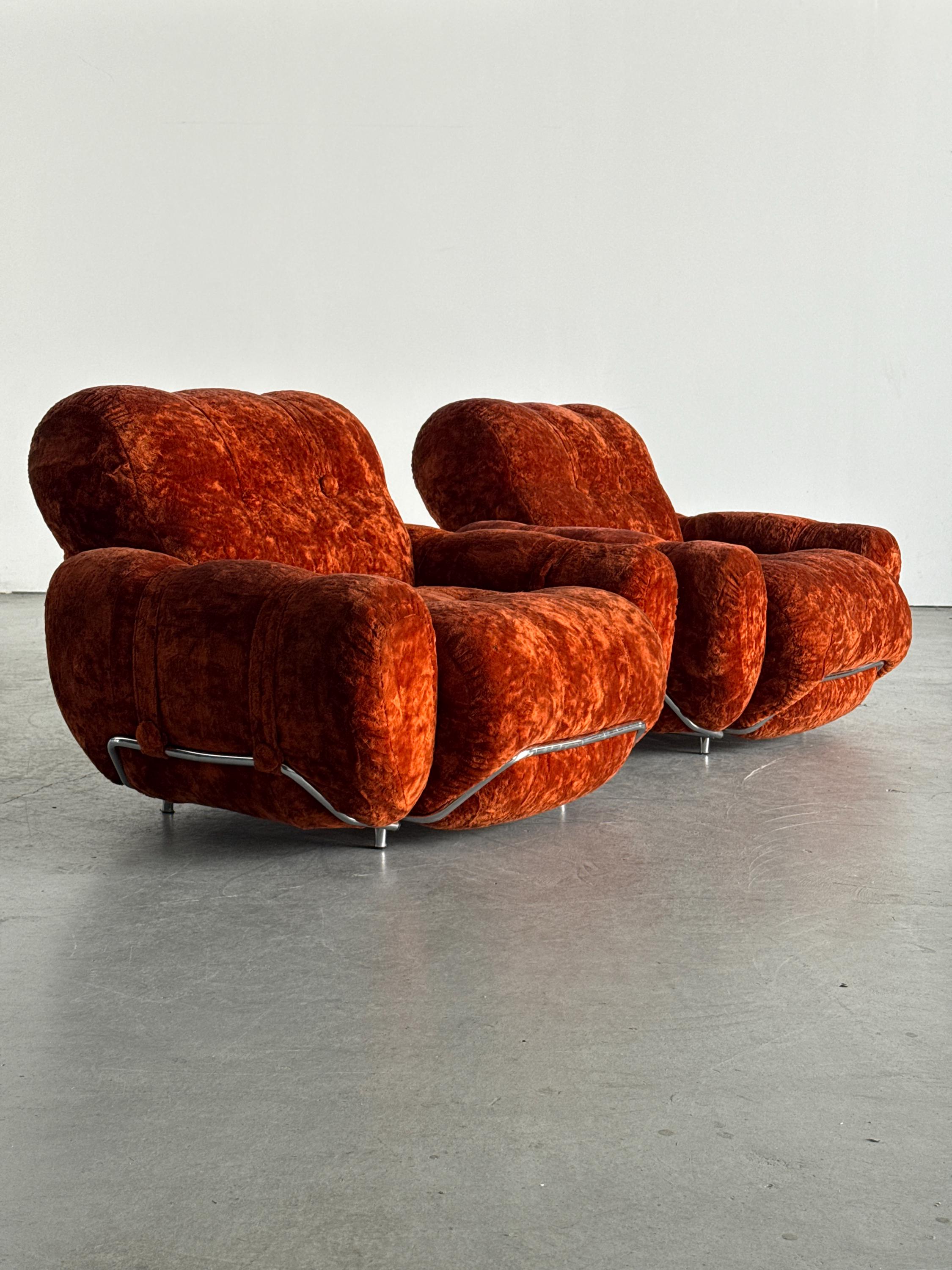 Space Age Rust-Orange Cloud Lounge Chairs