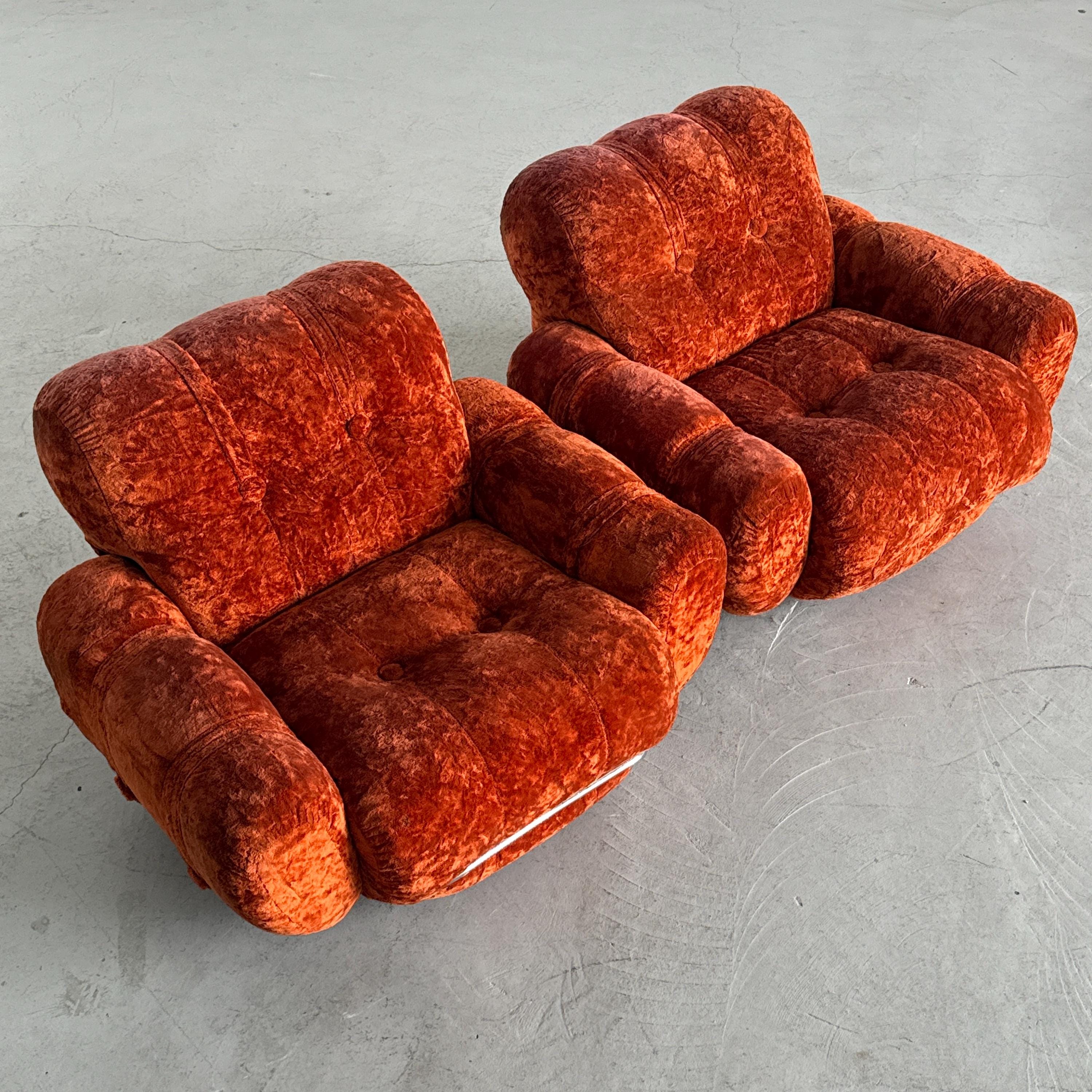 Space Age Rust-Orange Cloud Lounge Chairs