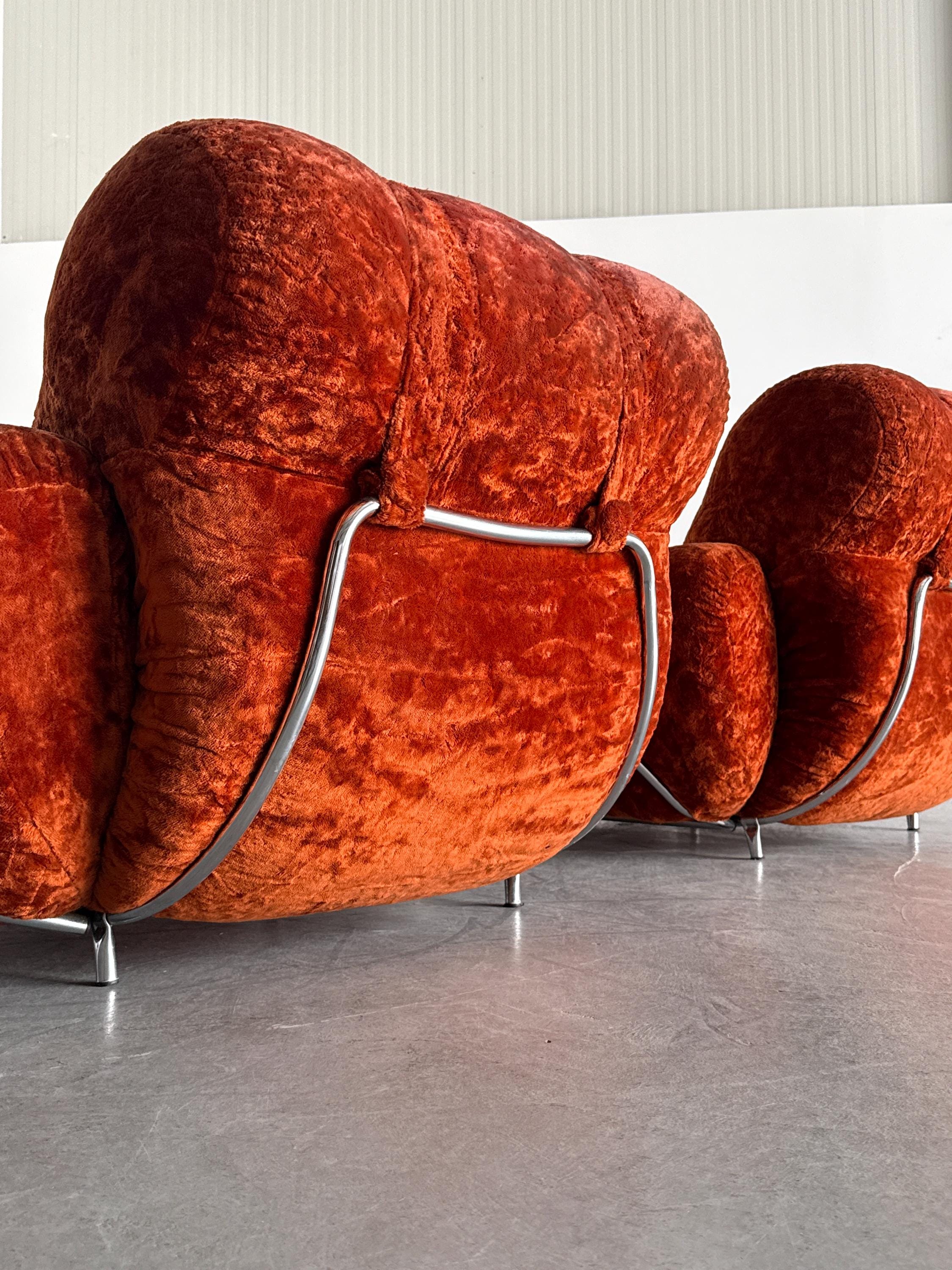 Space Age Rust-Orange Cloud Lounge Chairs