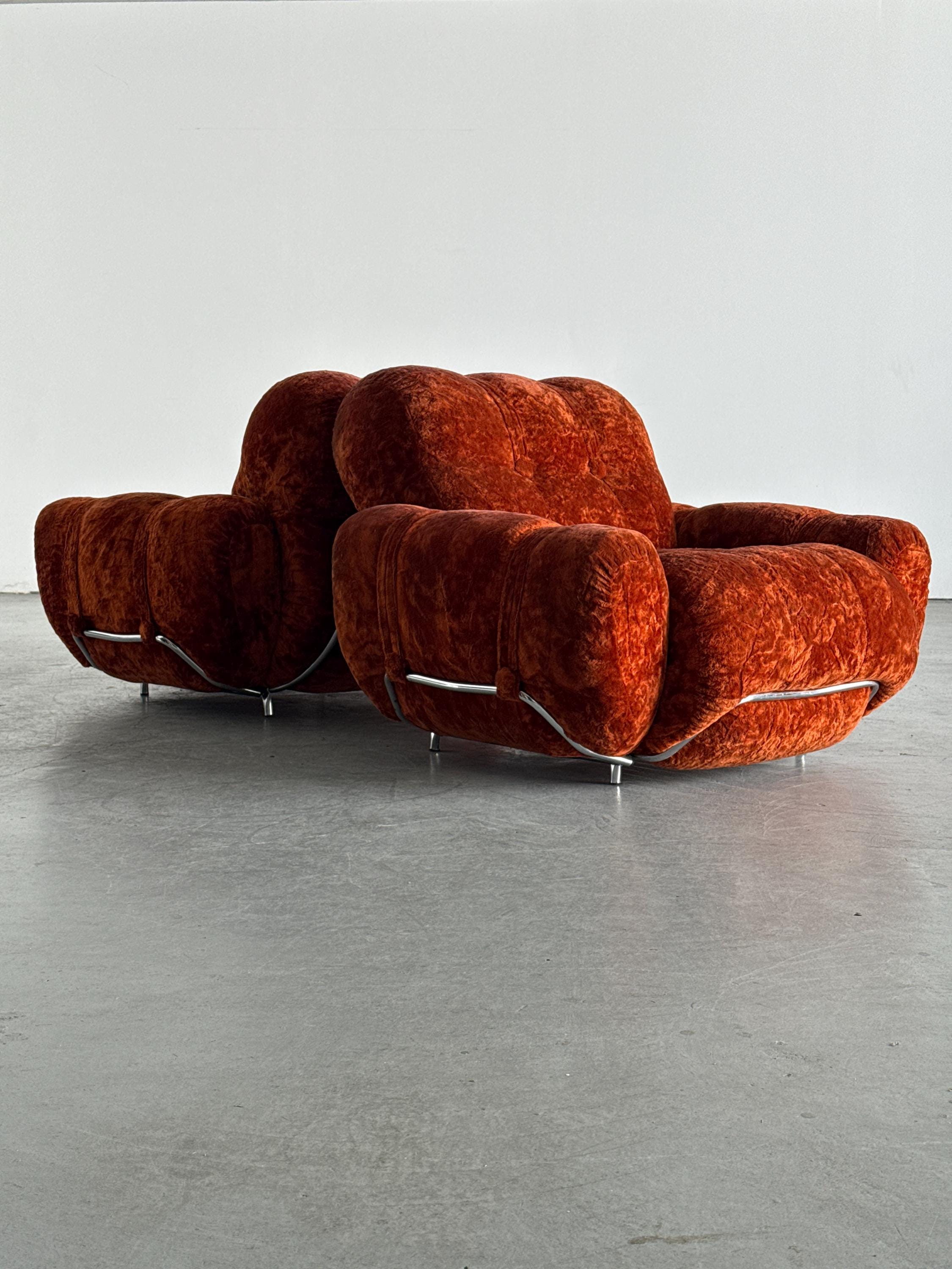 Space Age Rust-Orange Cloud Lounge Chairs