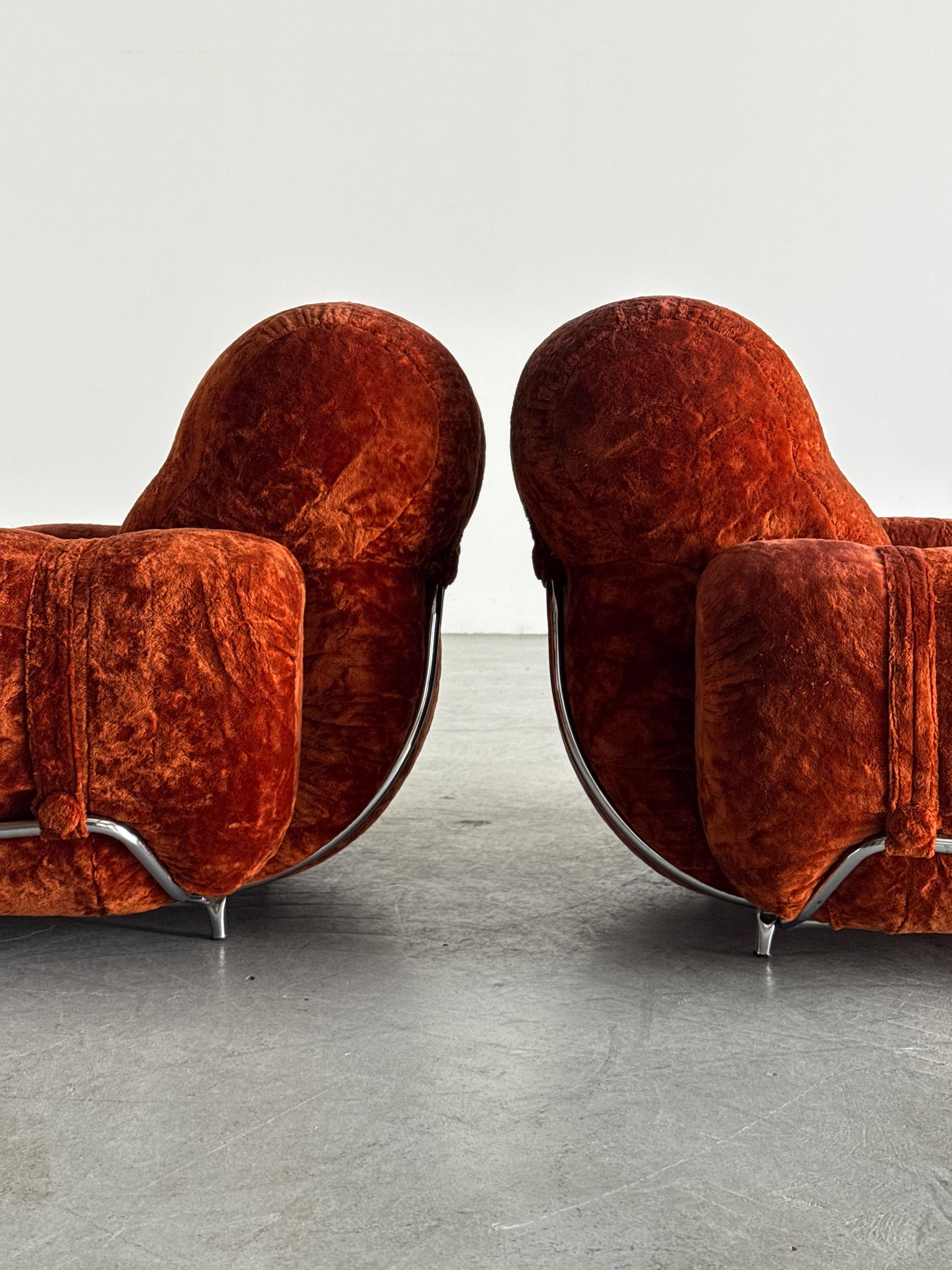 Space Age Rust-Orange Cloud Lounge Chairs