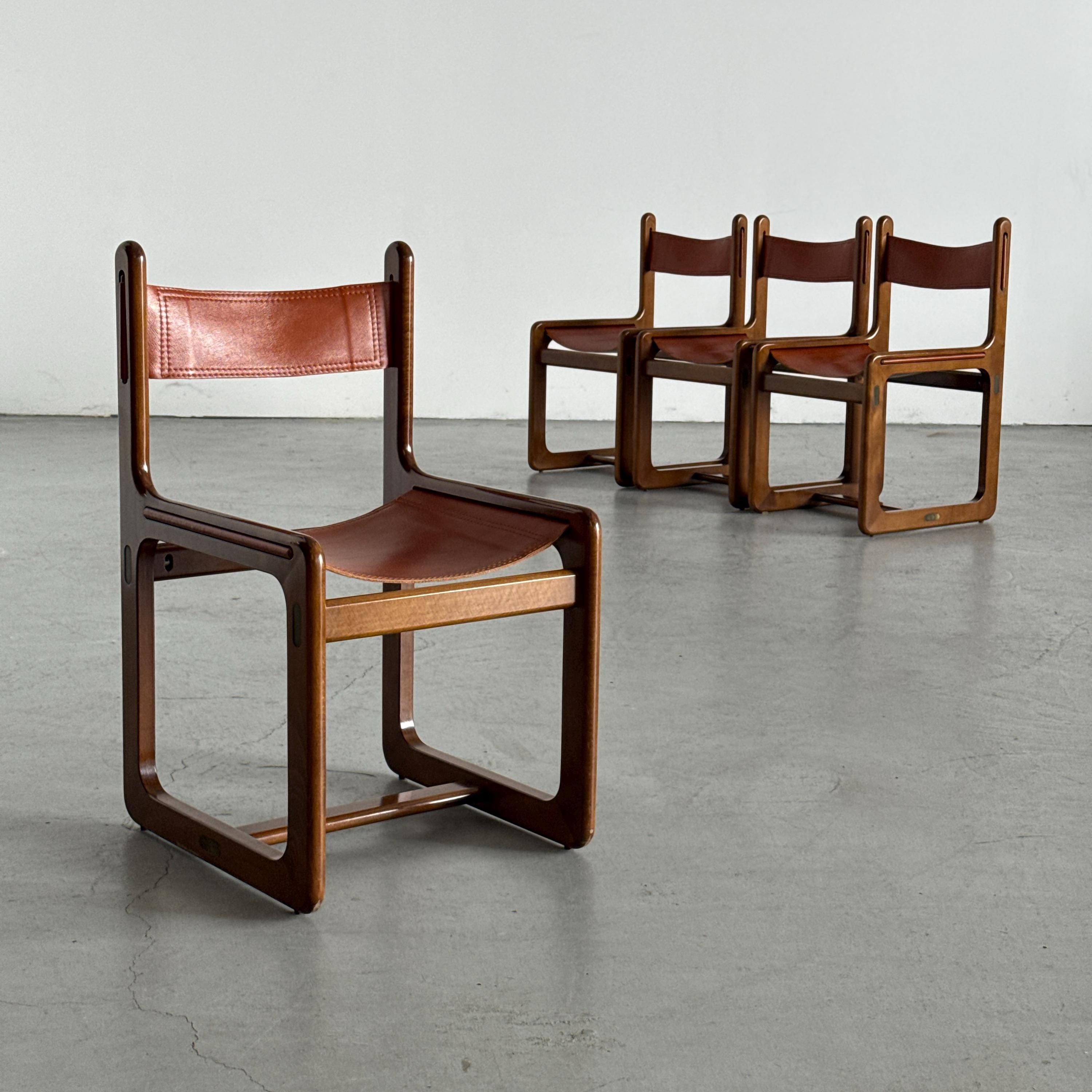 Leather Chairs Attributed to Gigi Radice & Pierangelo Gallotti