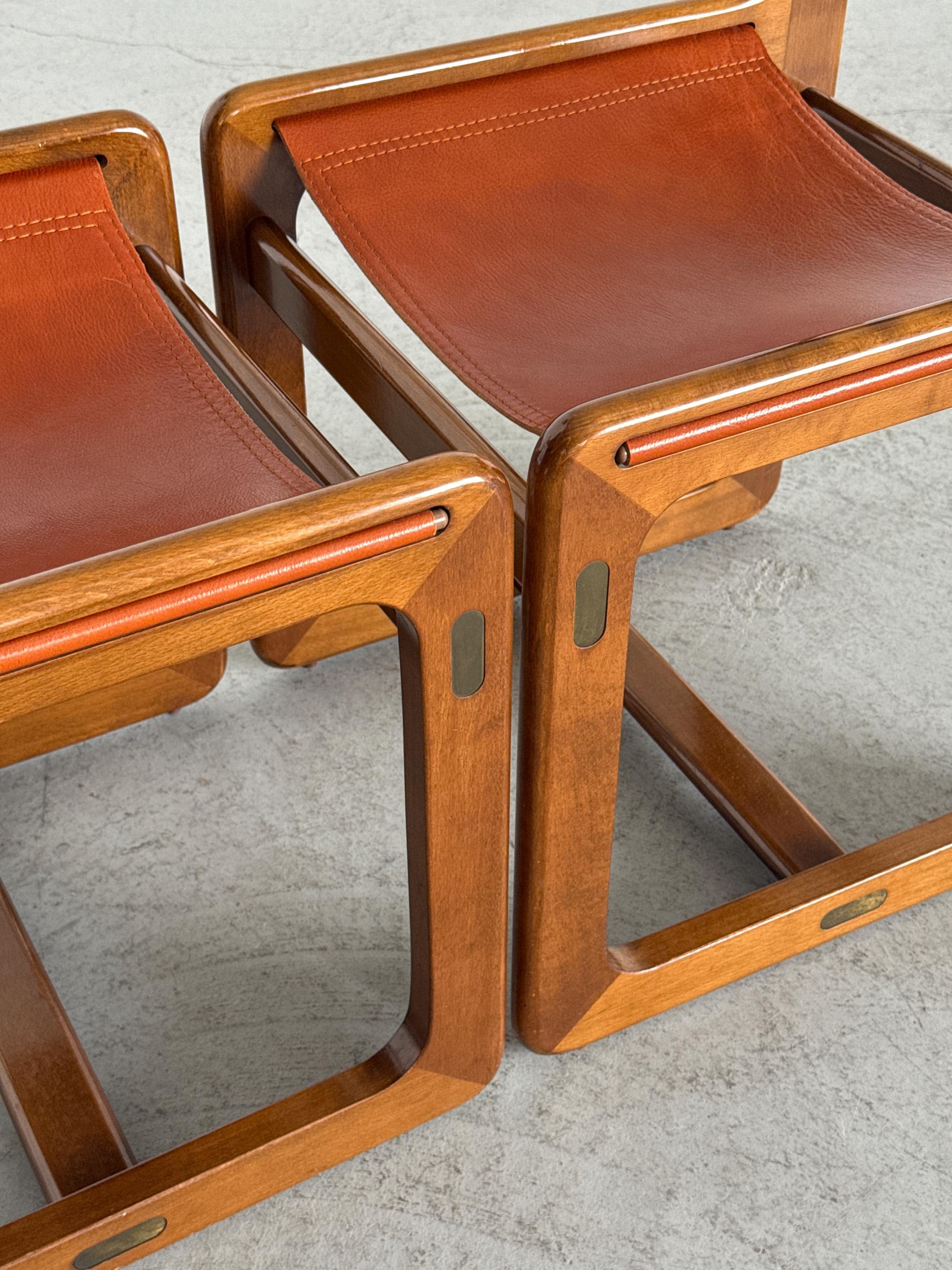 Leather Chairs Attributed to Gigi Radice & Pierangelo Gallotti