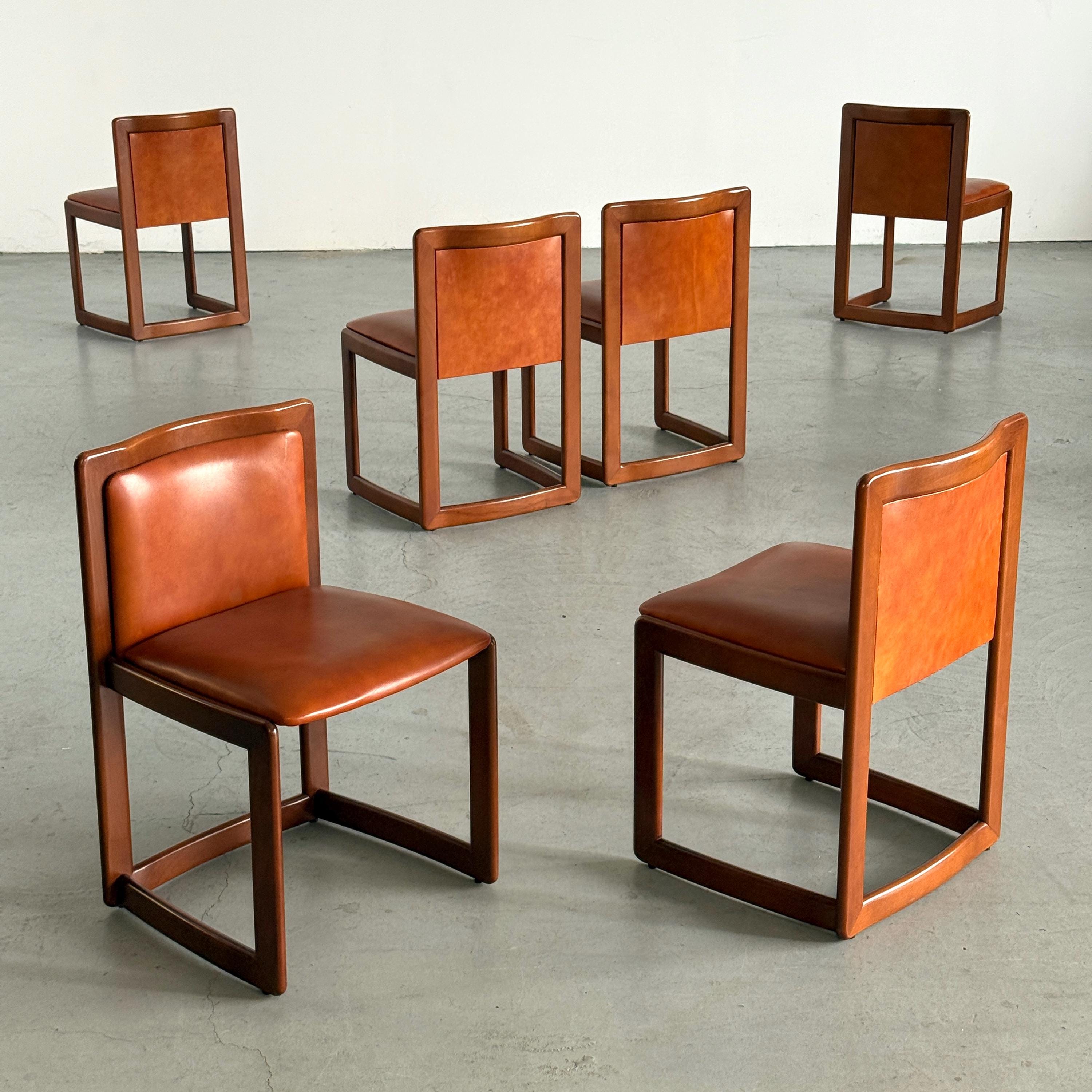 Modern Sculptural Leather Dining Chairs