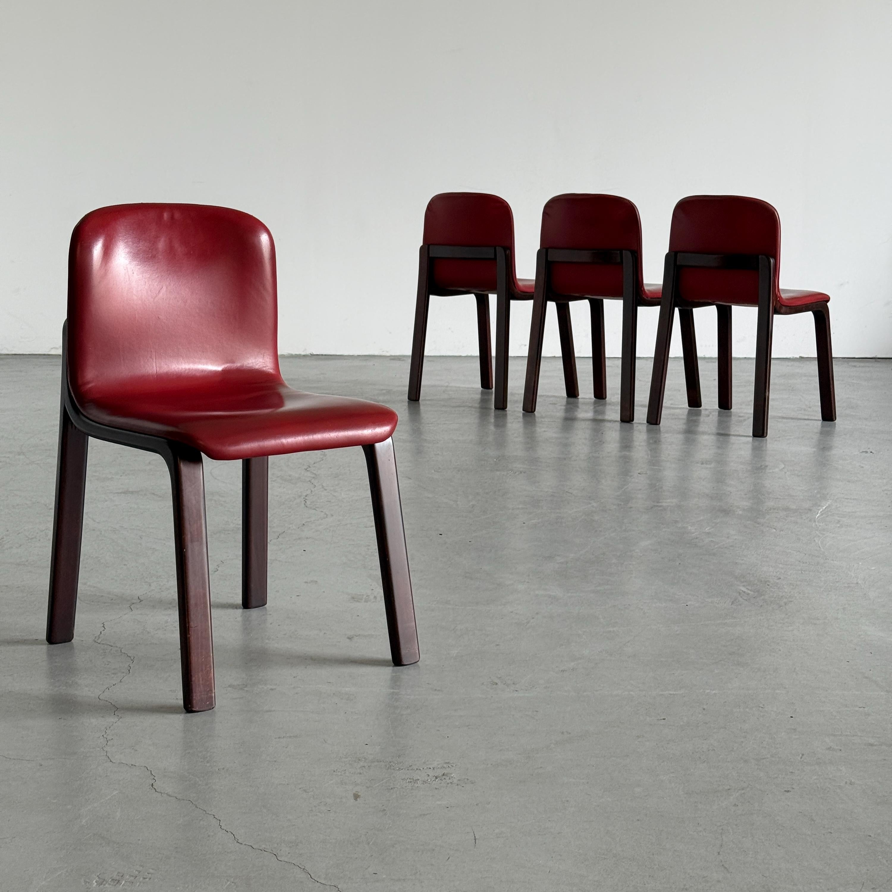 Italian Oxblood Leather Dining Chairs