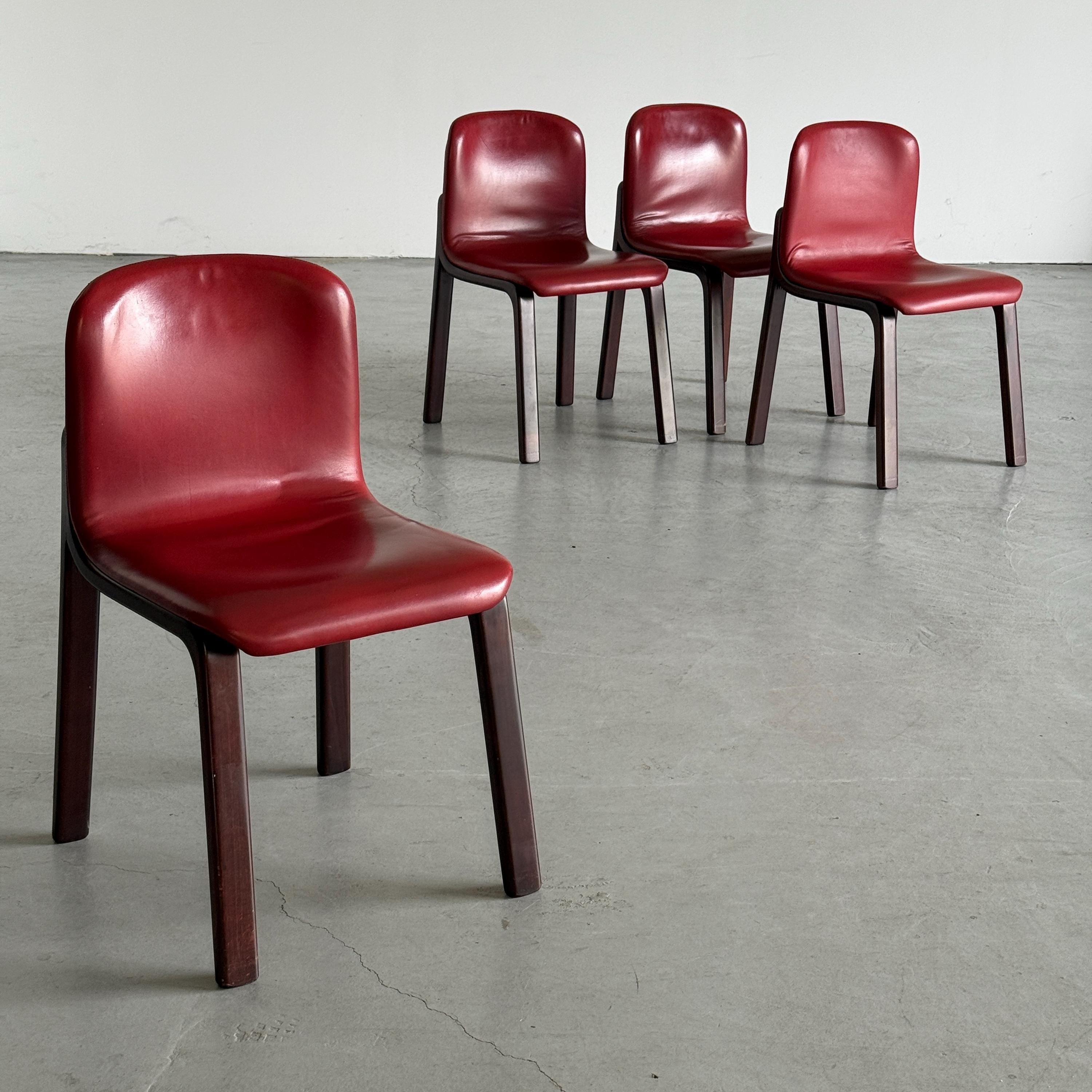Italian Oxblood Leather Dining Chairs
