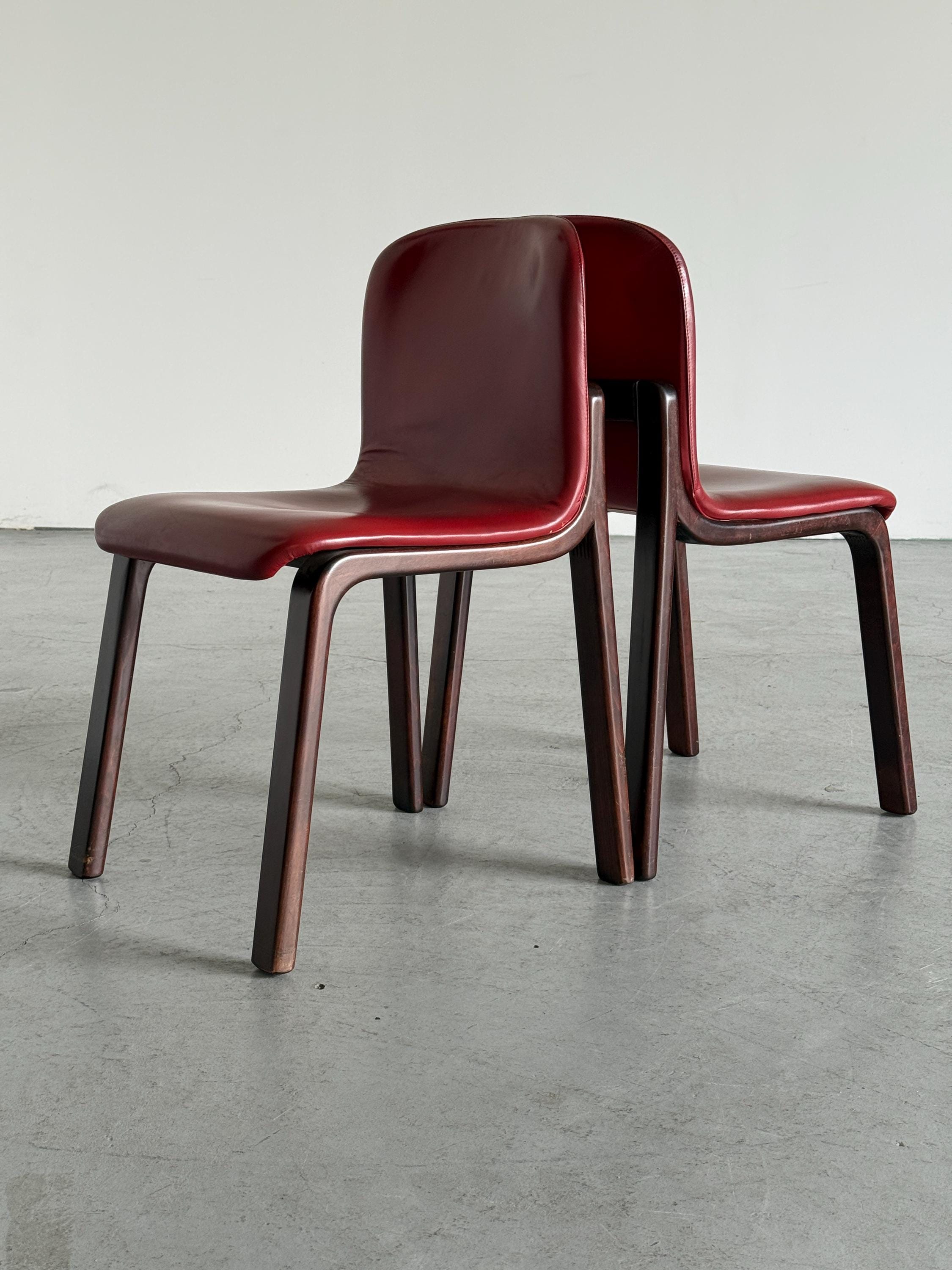 Italian Oxblood Leather Dining Chairs