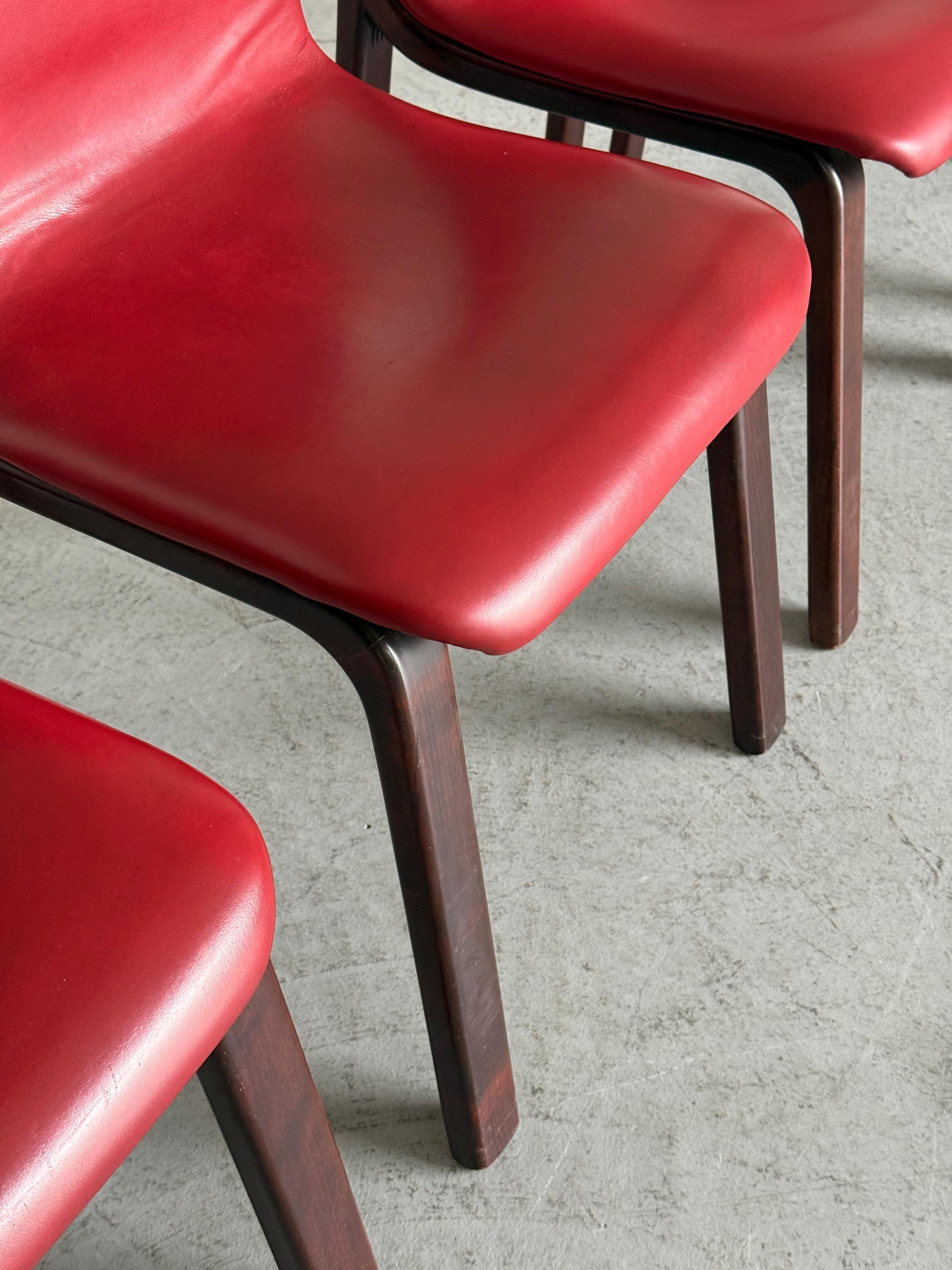 Italian Oxblood Leather Dining Chairs