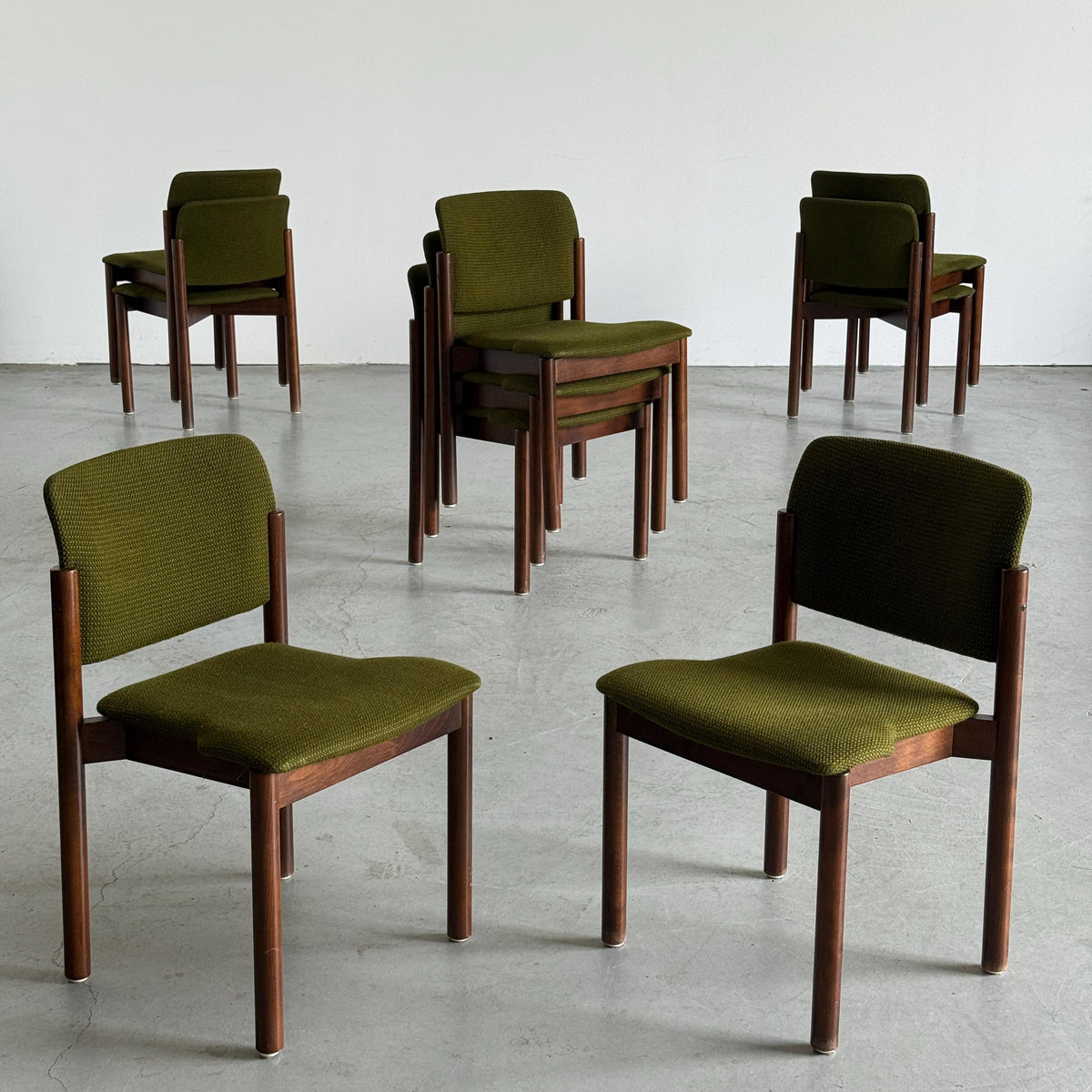 Olive Green Upholstered Stacking Chairs