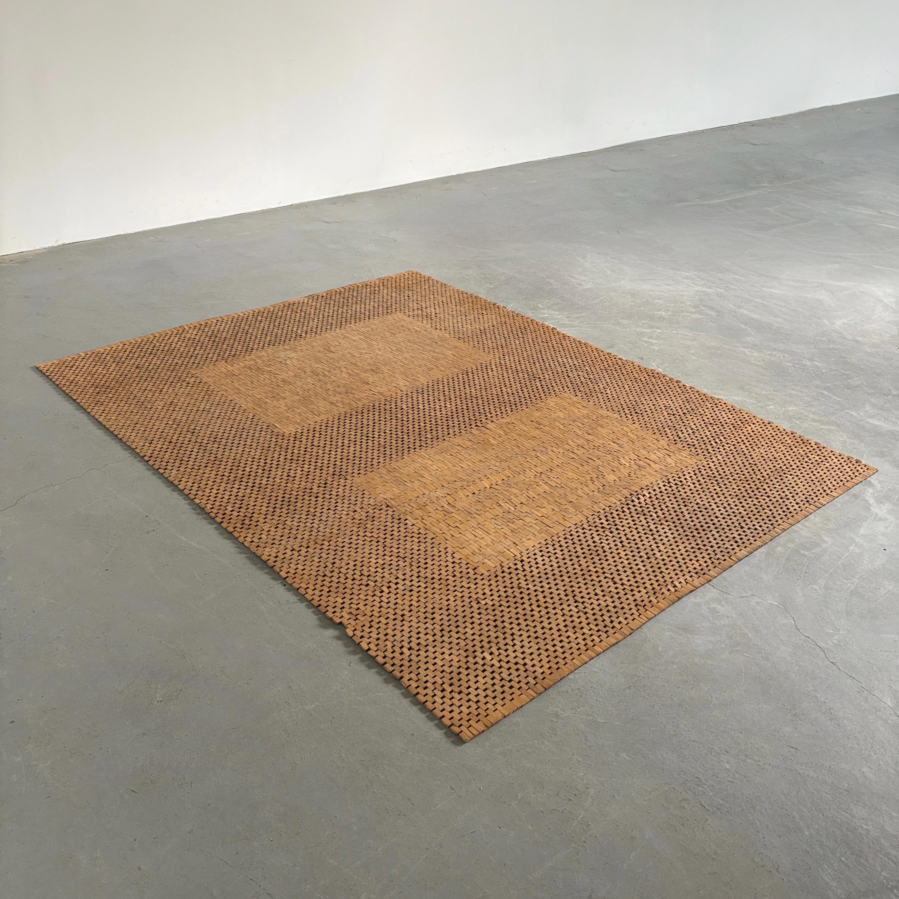 Geometric Woven Wooden Rug