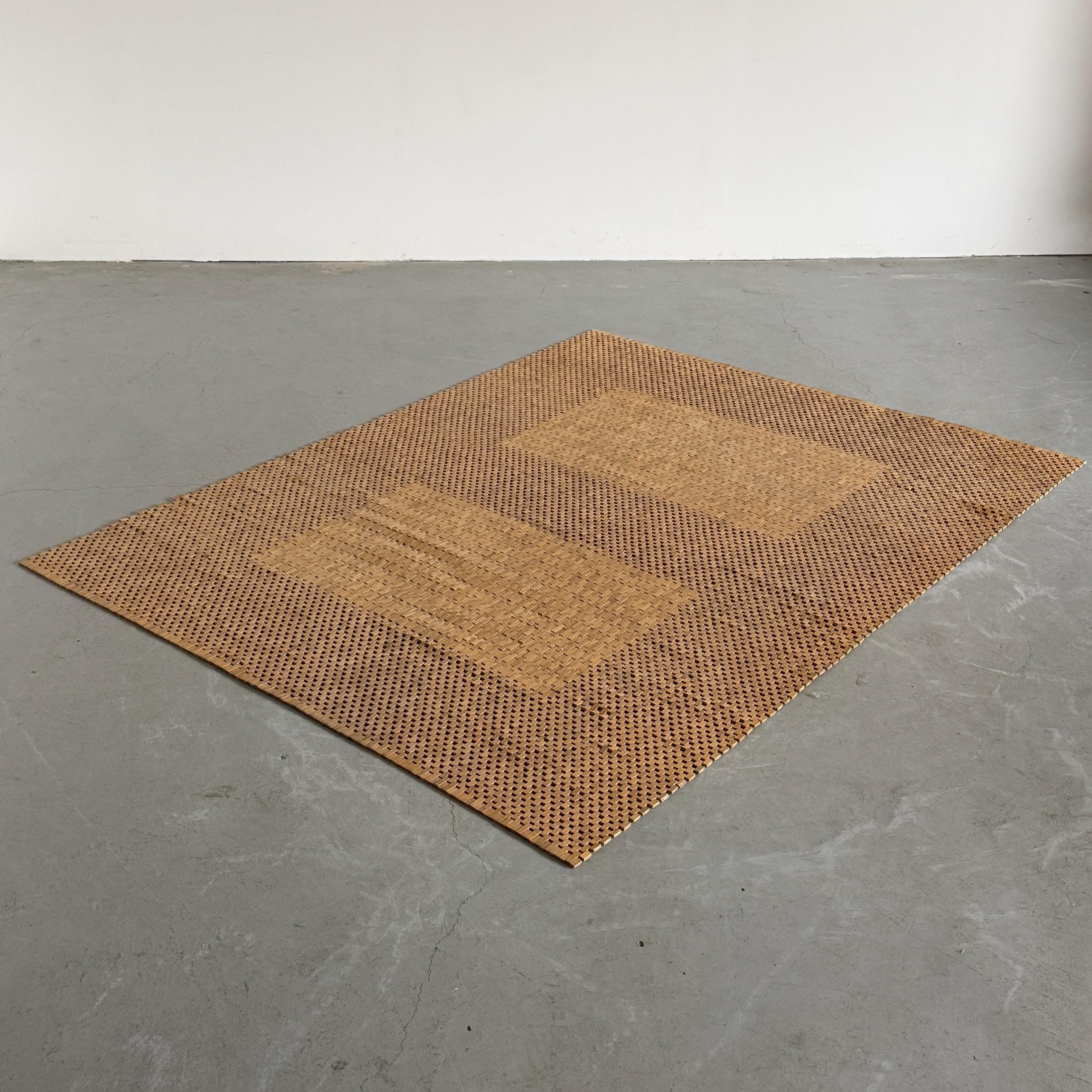 Geometric Woven Wooden Rug