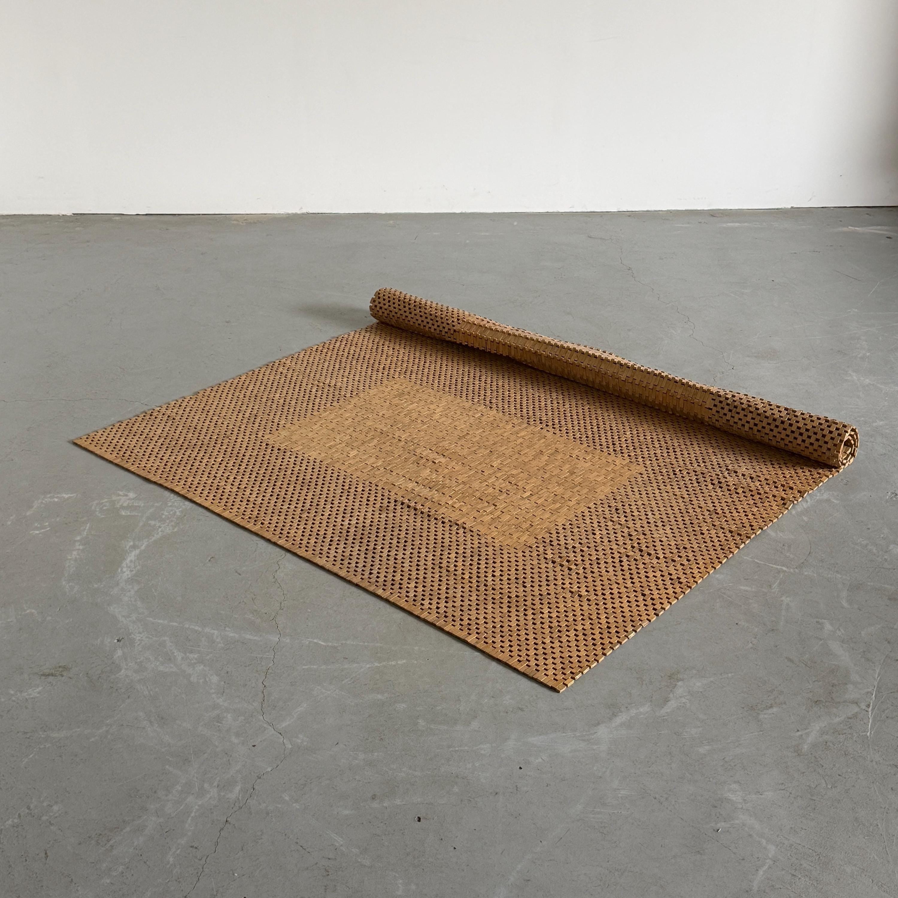 Geometric Woven Wooden Rug