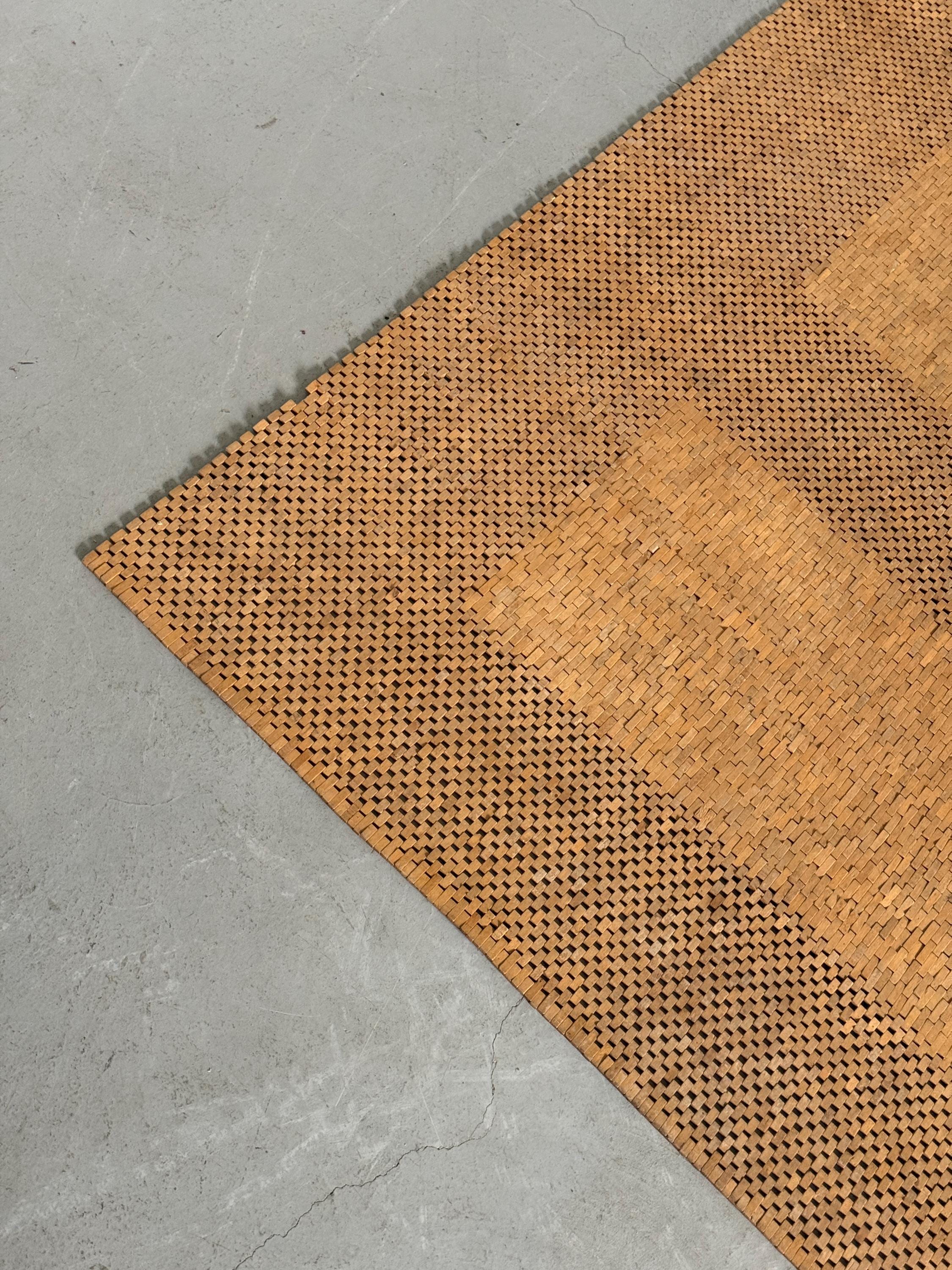 Geometric Woven Wooden Rug