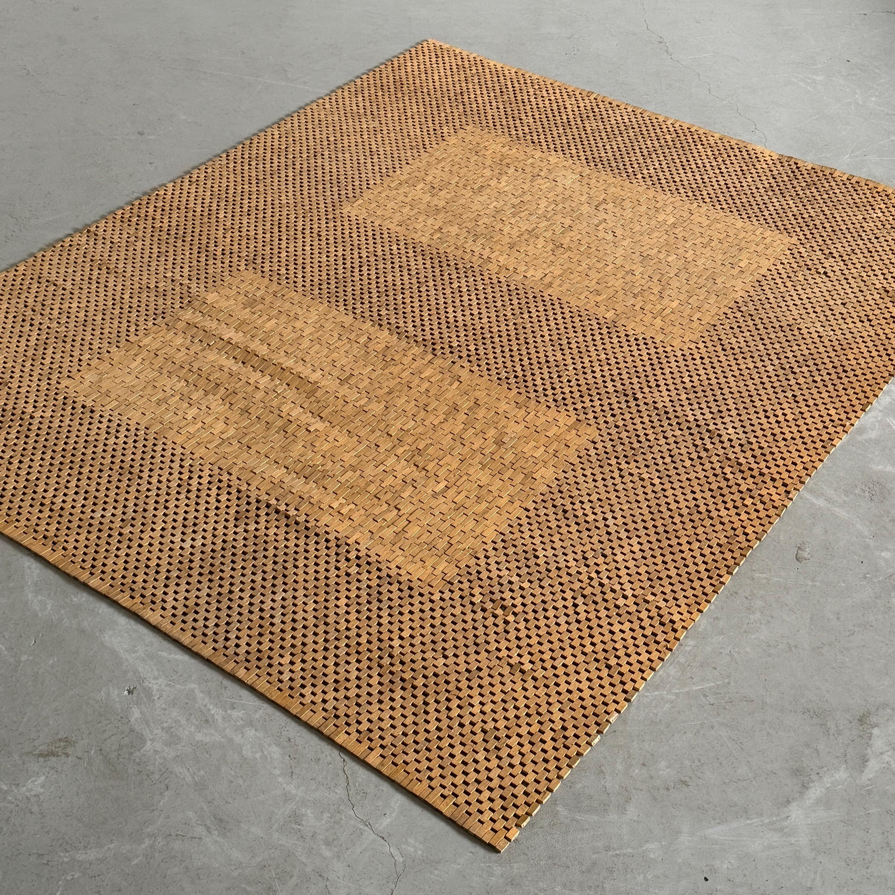 Geometric Woven Wooden Rug
