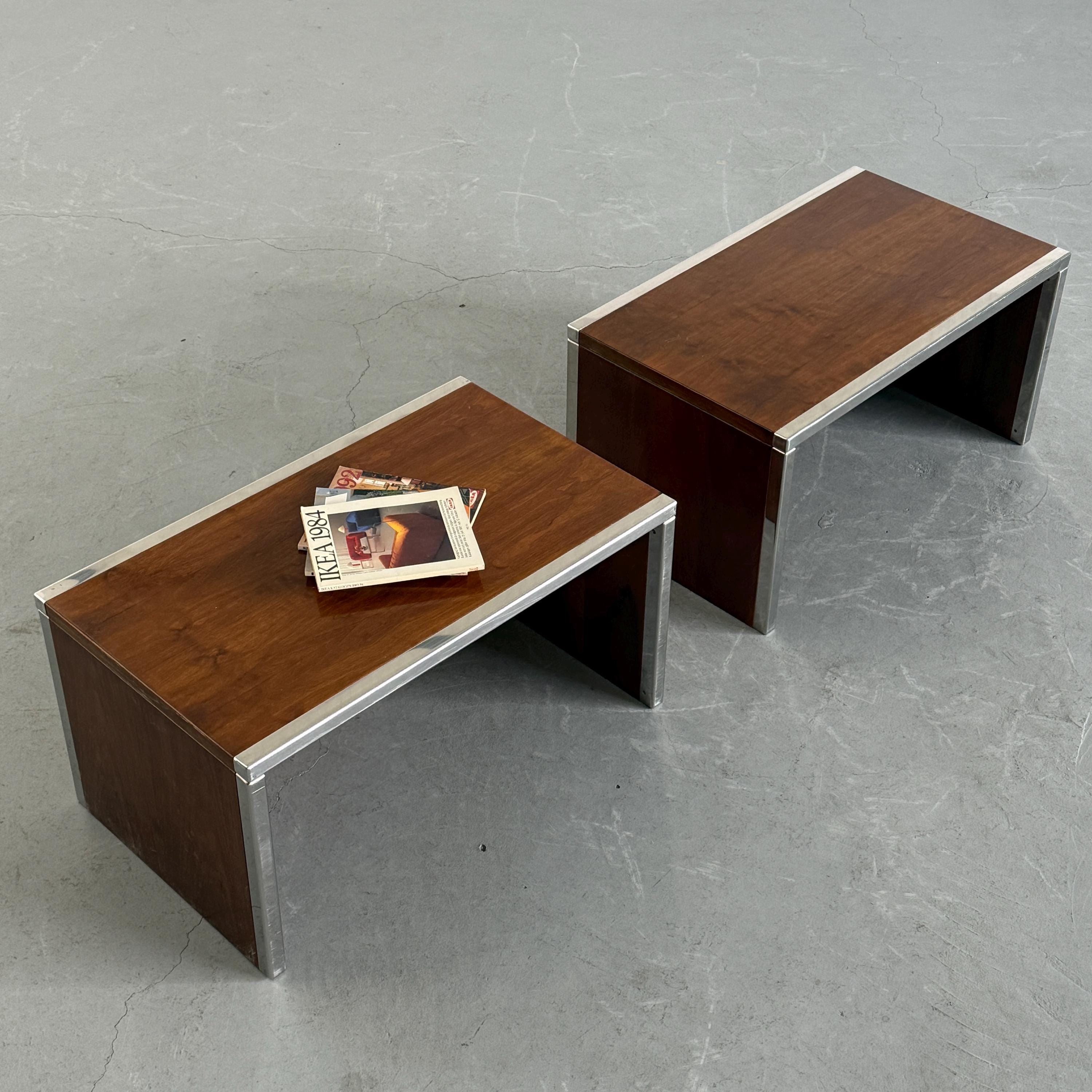 Wood and Chrome Side Tables or Bedside Tables