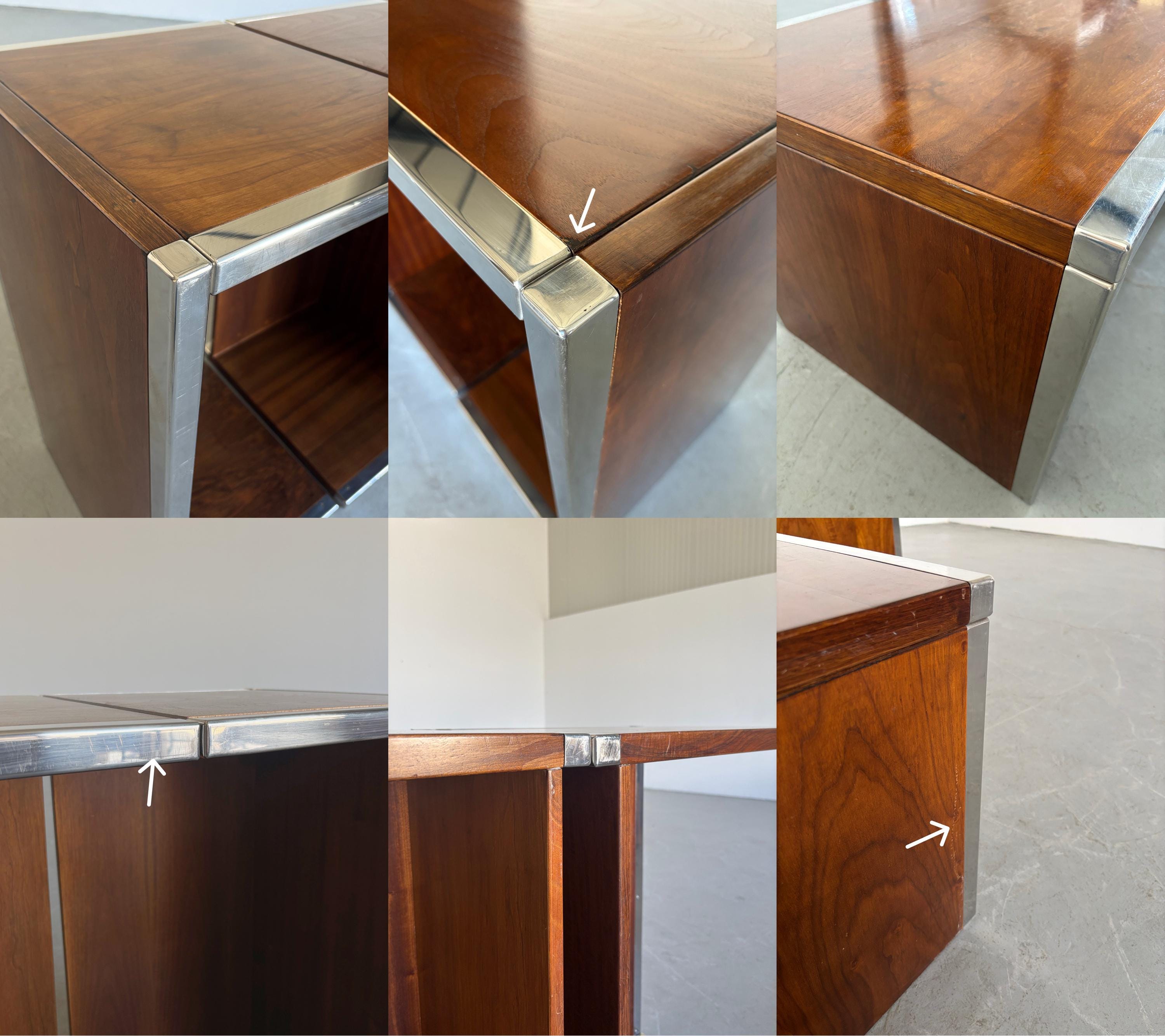 Wood and Chrome Side Tables or Bedside Tables