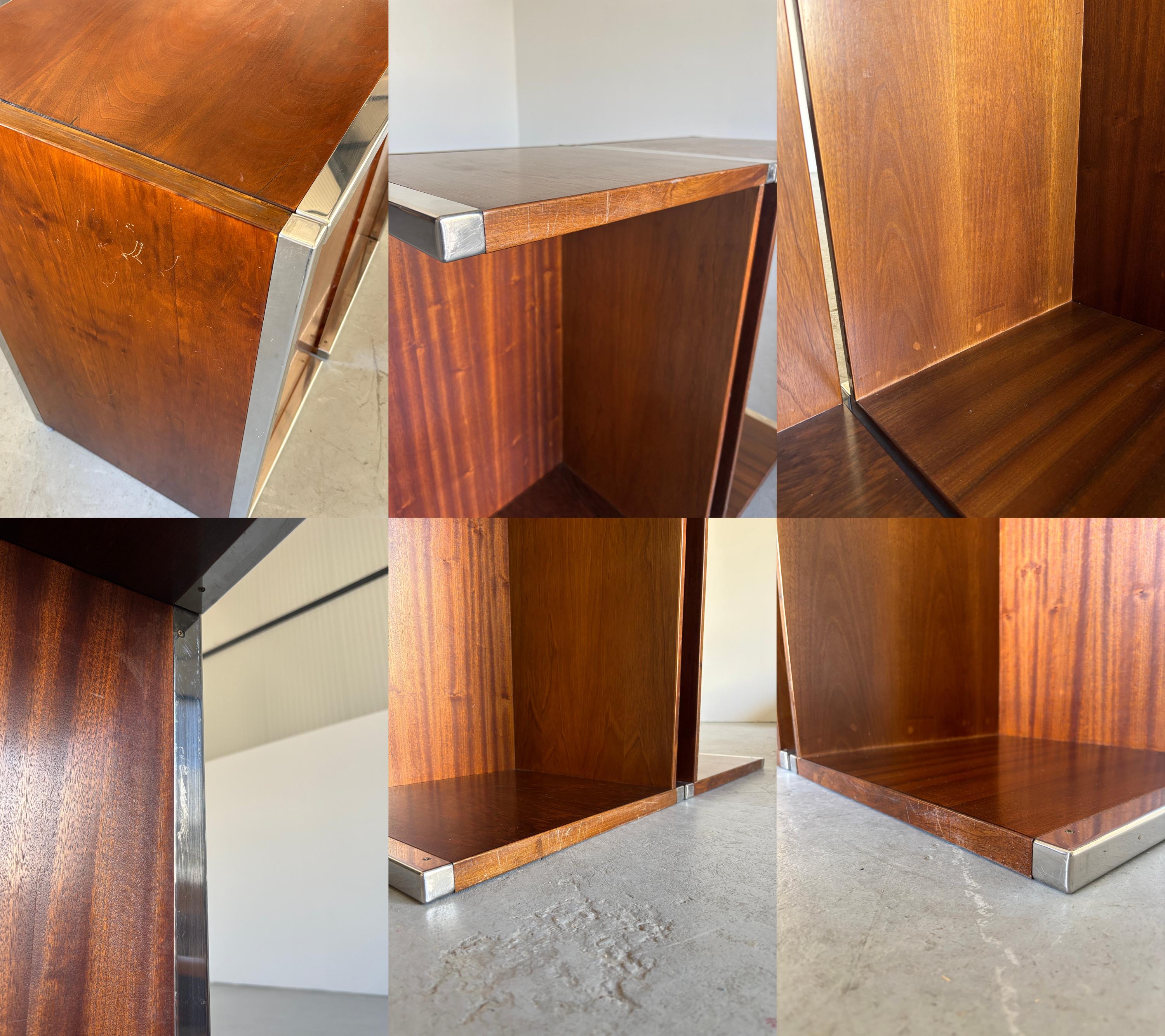 Wood and Chrome Side Tables or Bedside Tables