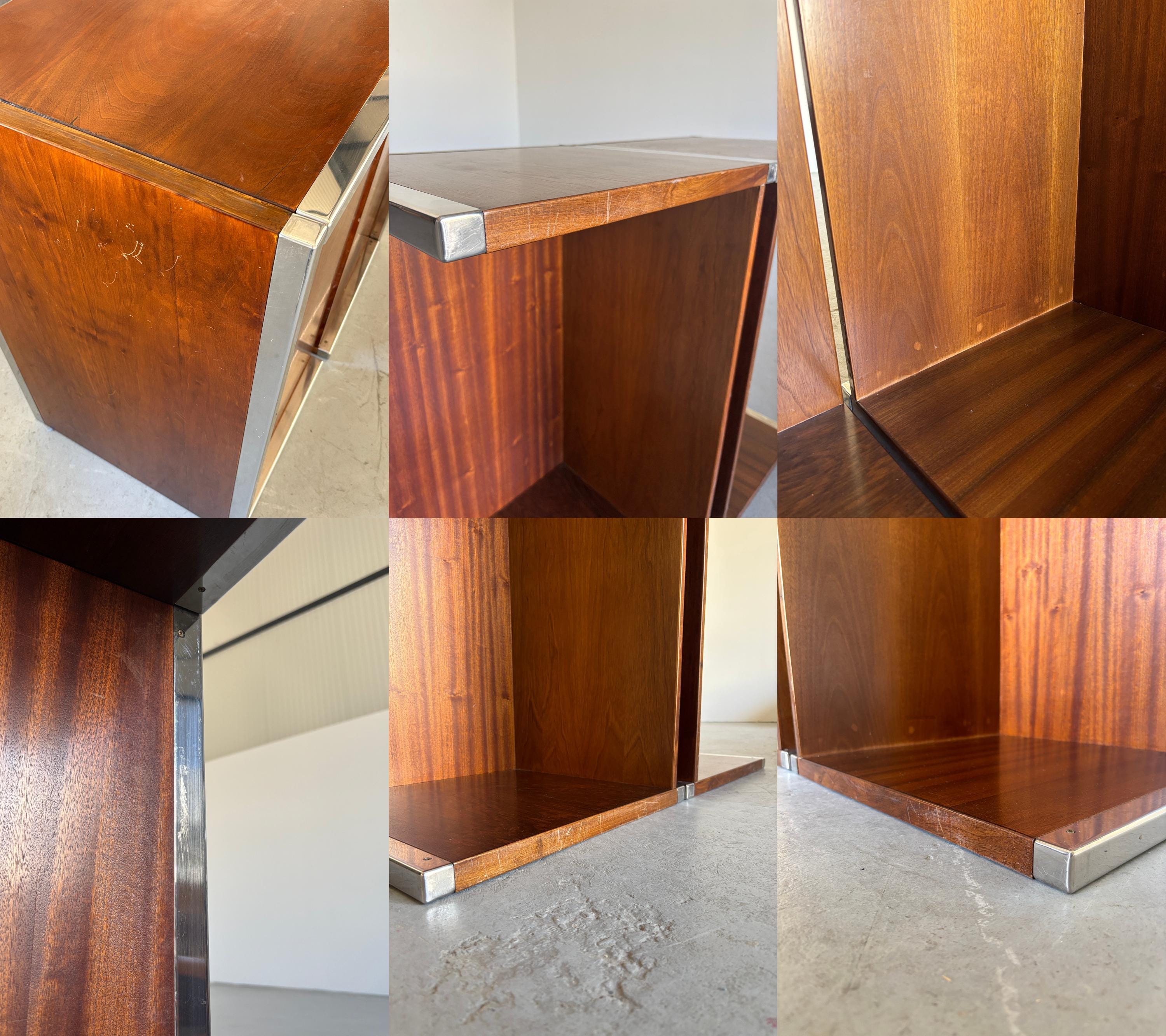 Wood and Chrome Side Tables or Bedside Tables