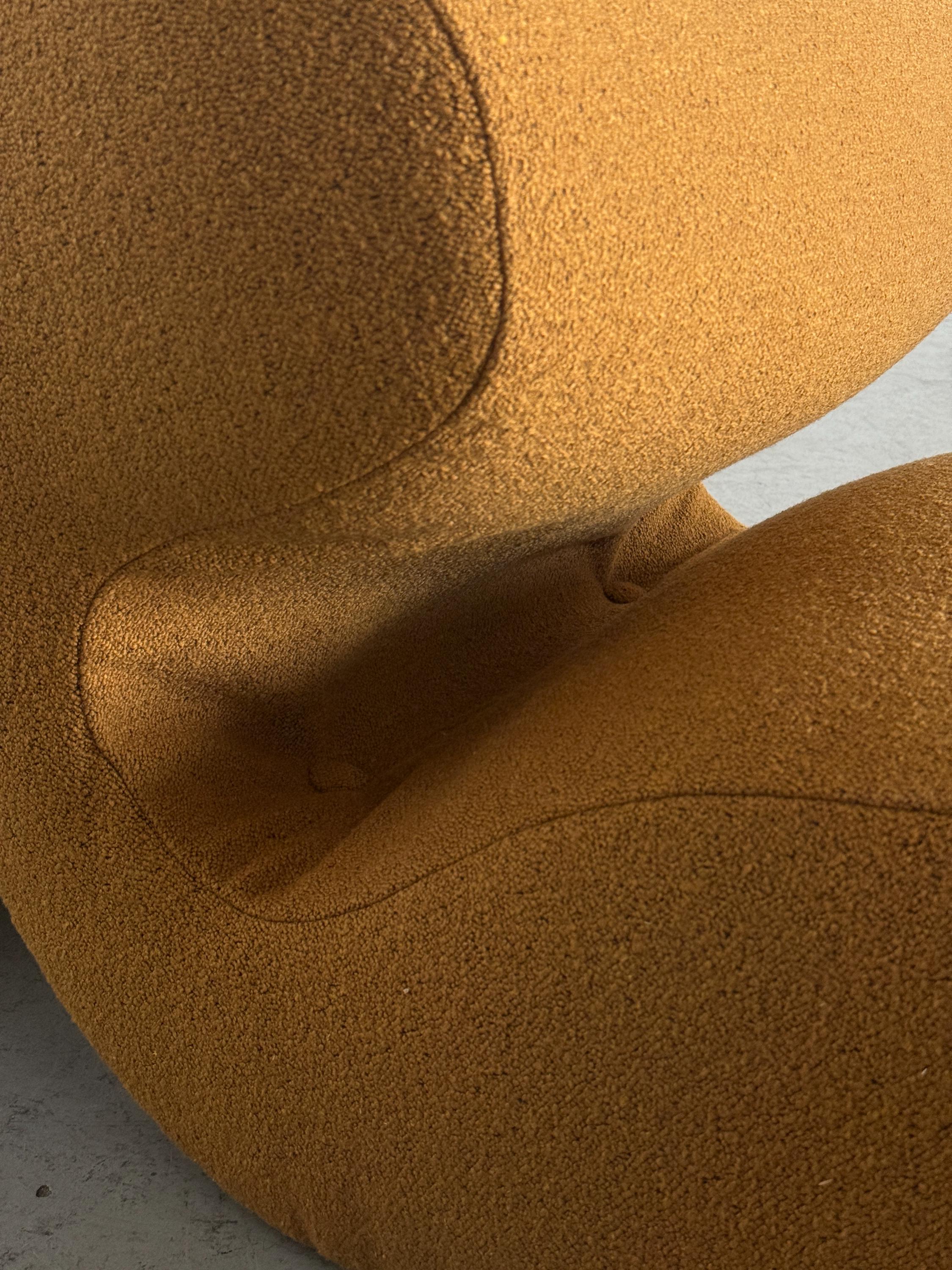 Sculptural Lounge Chairs in Ochre Bouclé