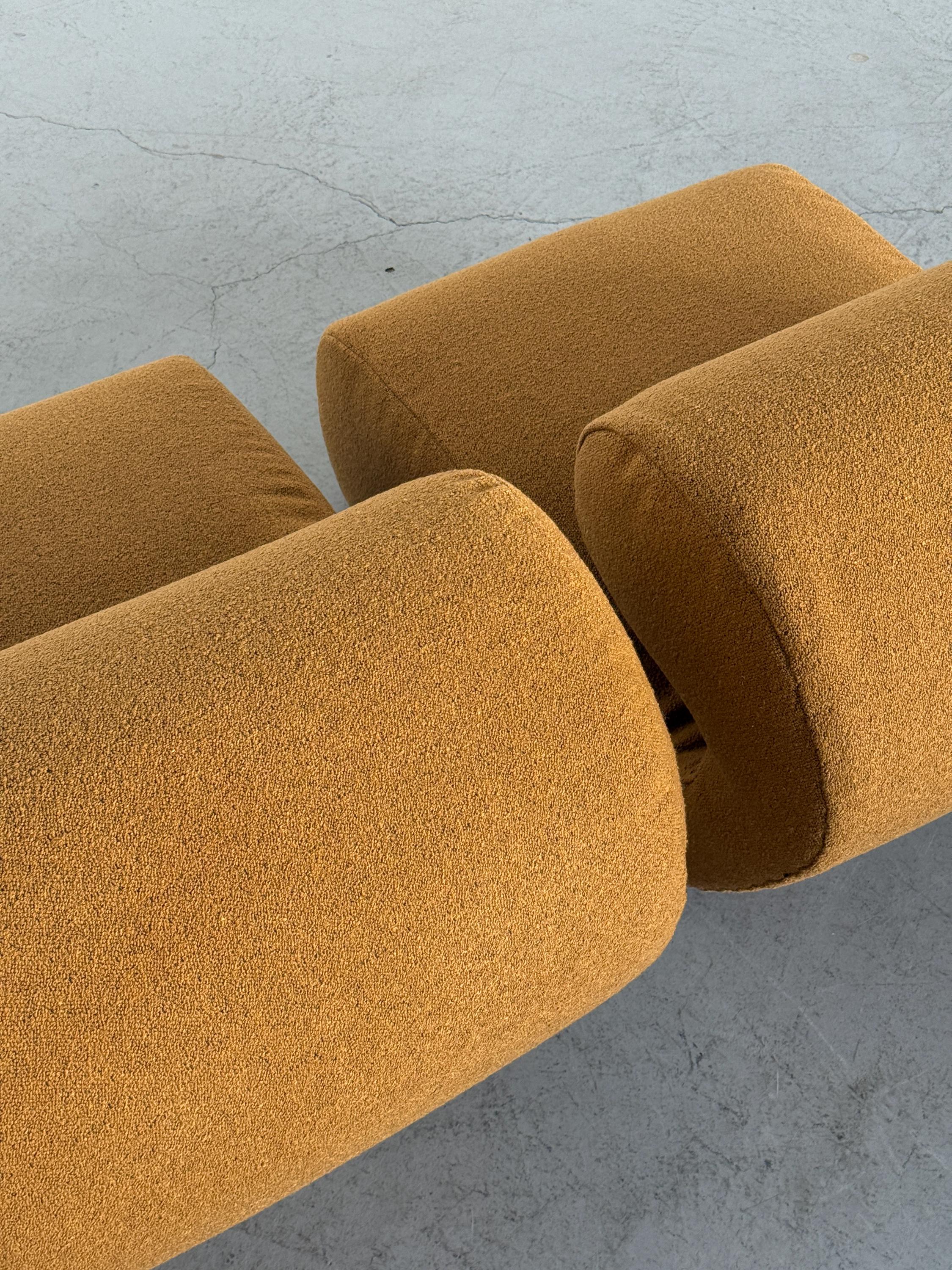 Sculptural Lounge Chairs in Ochre Bouclé