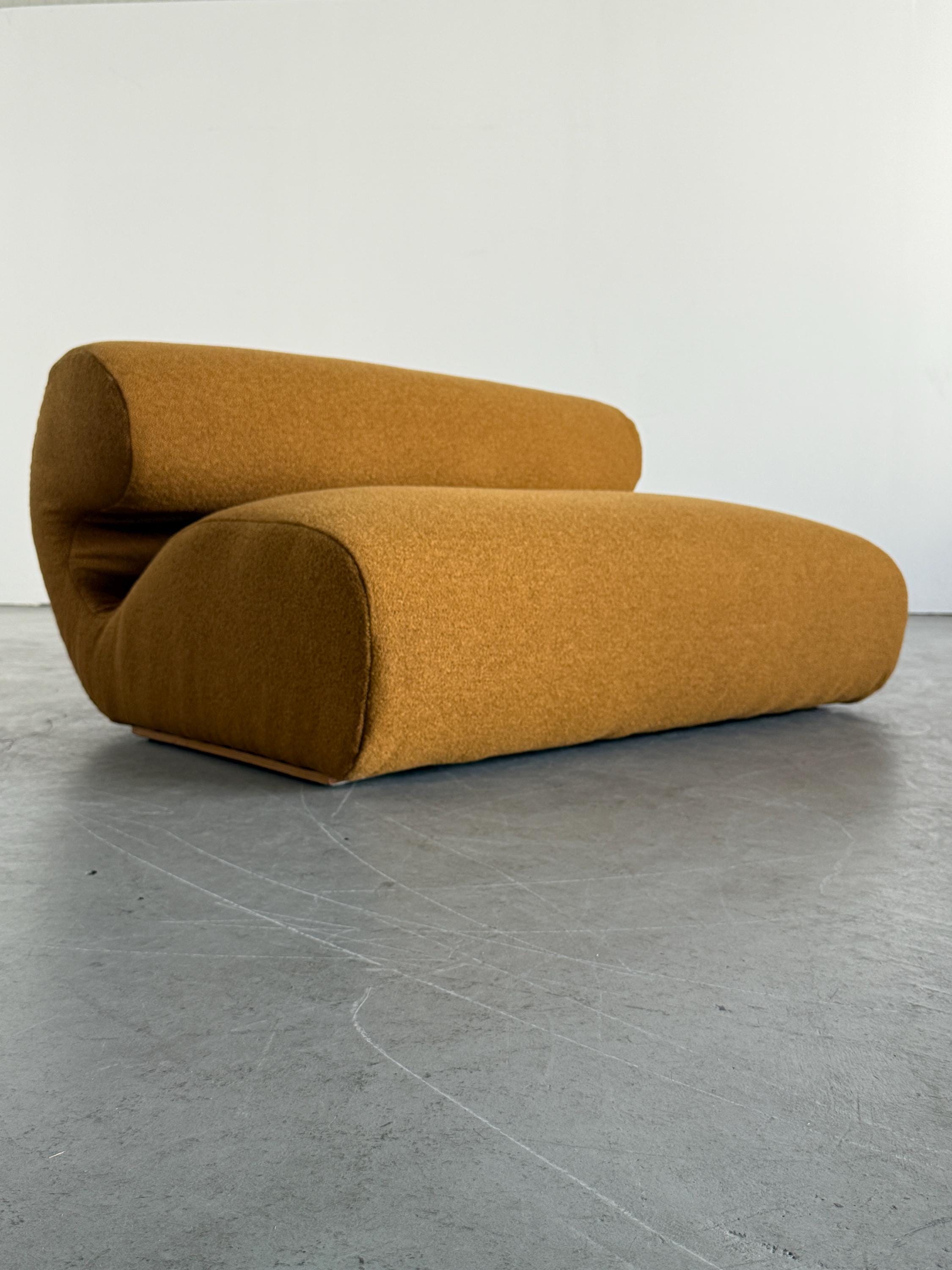 Sculptural Sofa in Ochre Bouclé