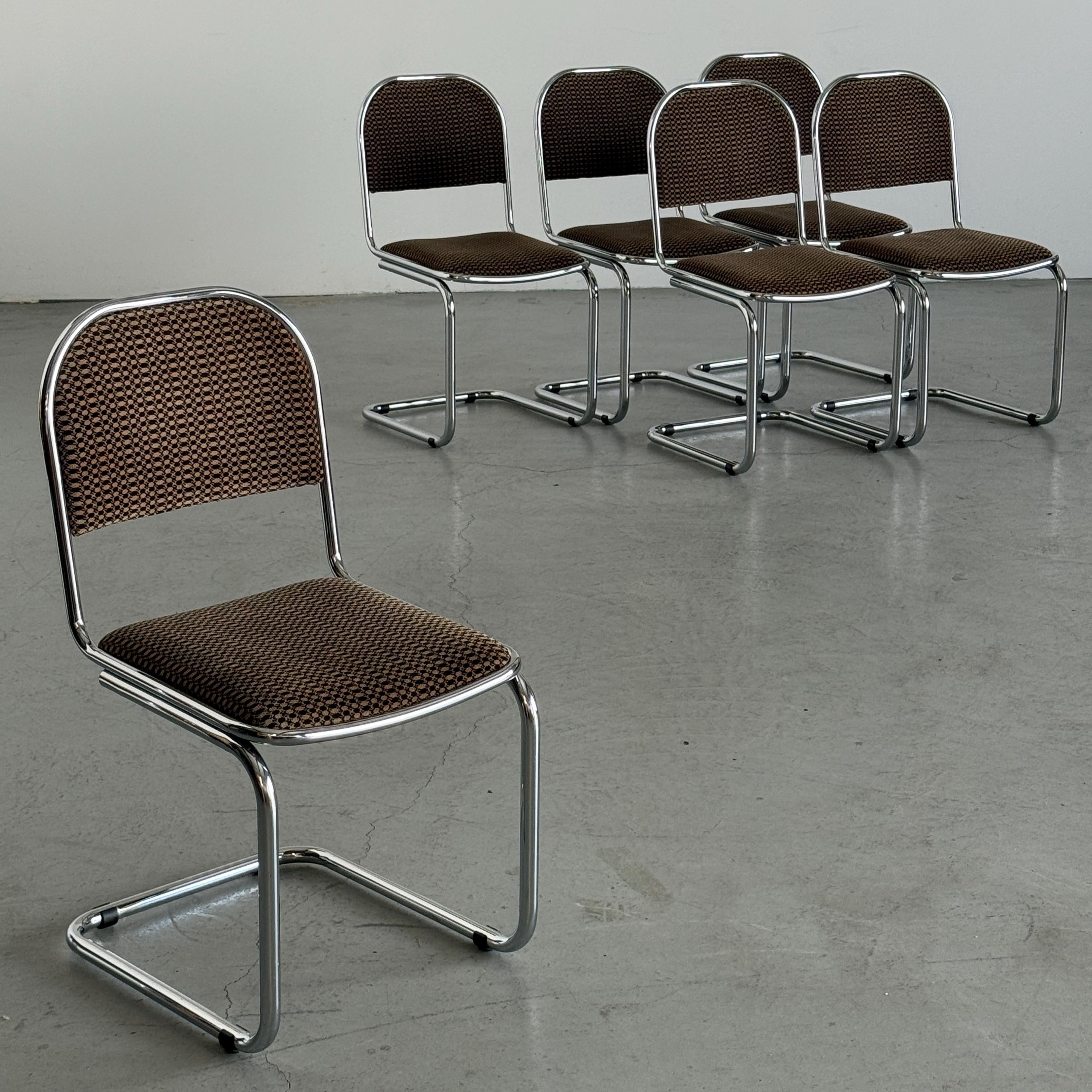 Bauhaus Design Cantilever Chairs in Patterned Upholstery