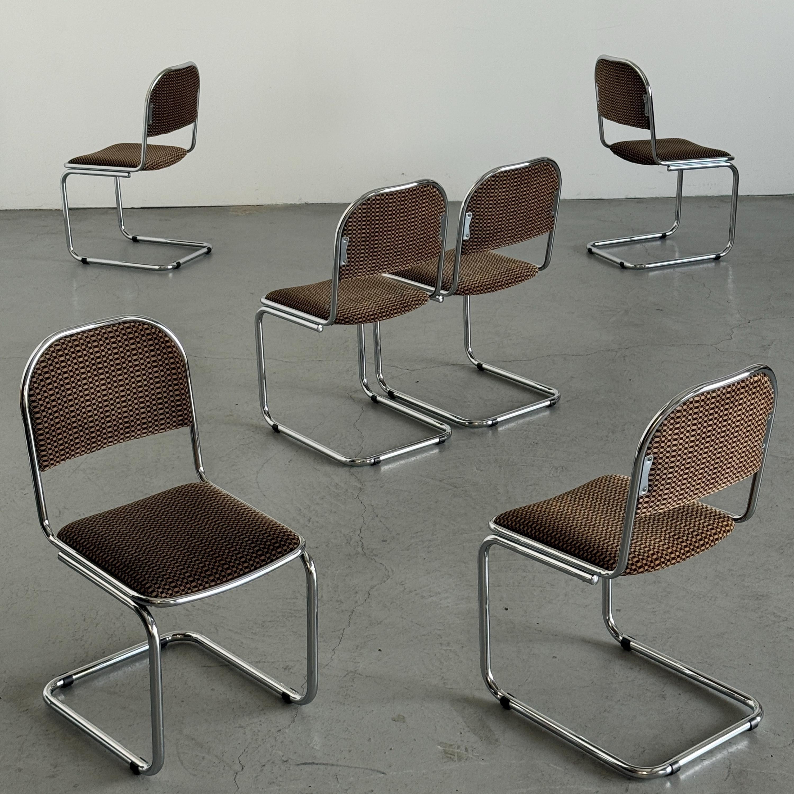 Bauhaus Design Cantilever Chairs in Patterned Upholstery