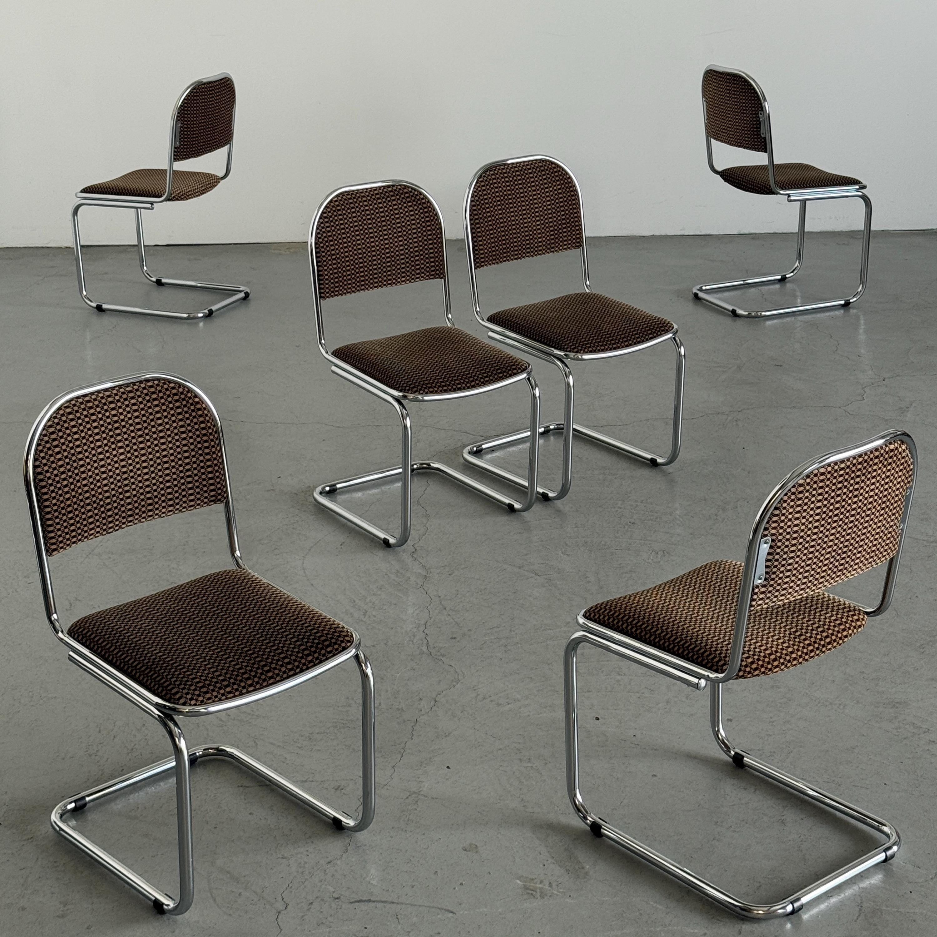 Bauhaus Design Cantilever Chairs in Patterned Upholstery