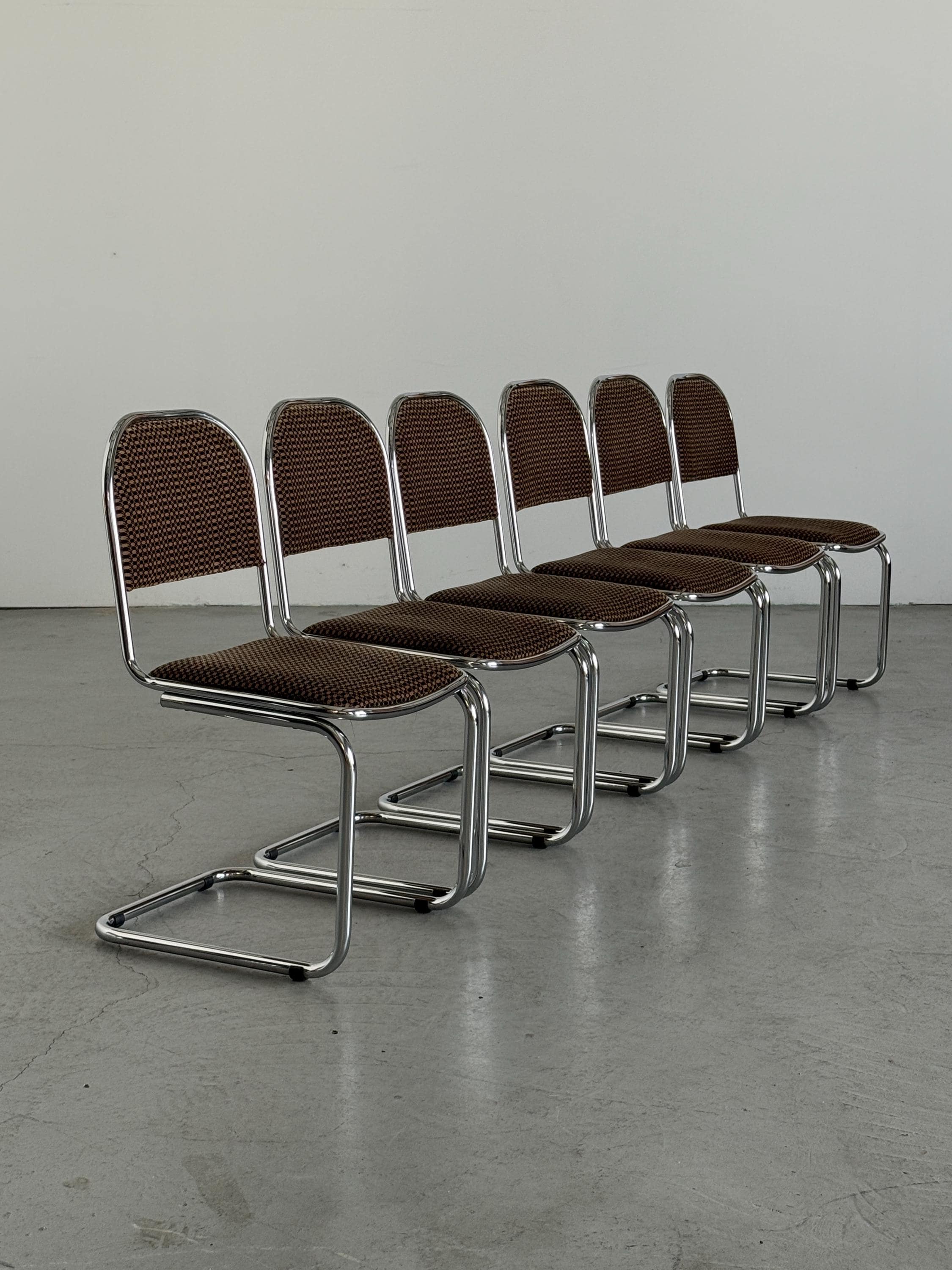 Bauhaus Design Cantilever Chairs in Patterned Upholstery