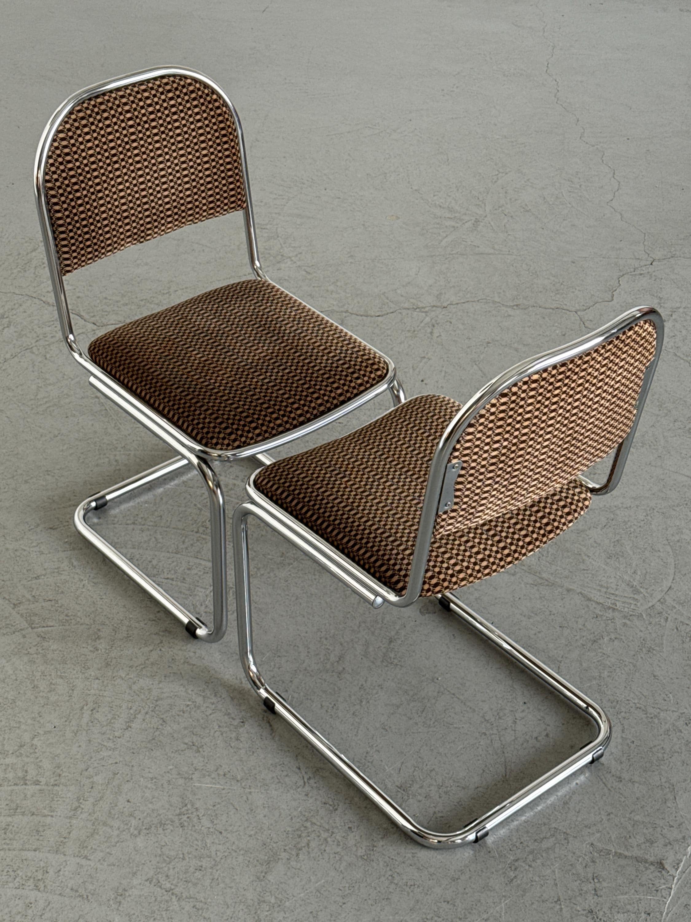 Bauhaus Design Cantilever Chairs in Patterned Upholstery