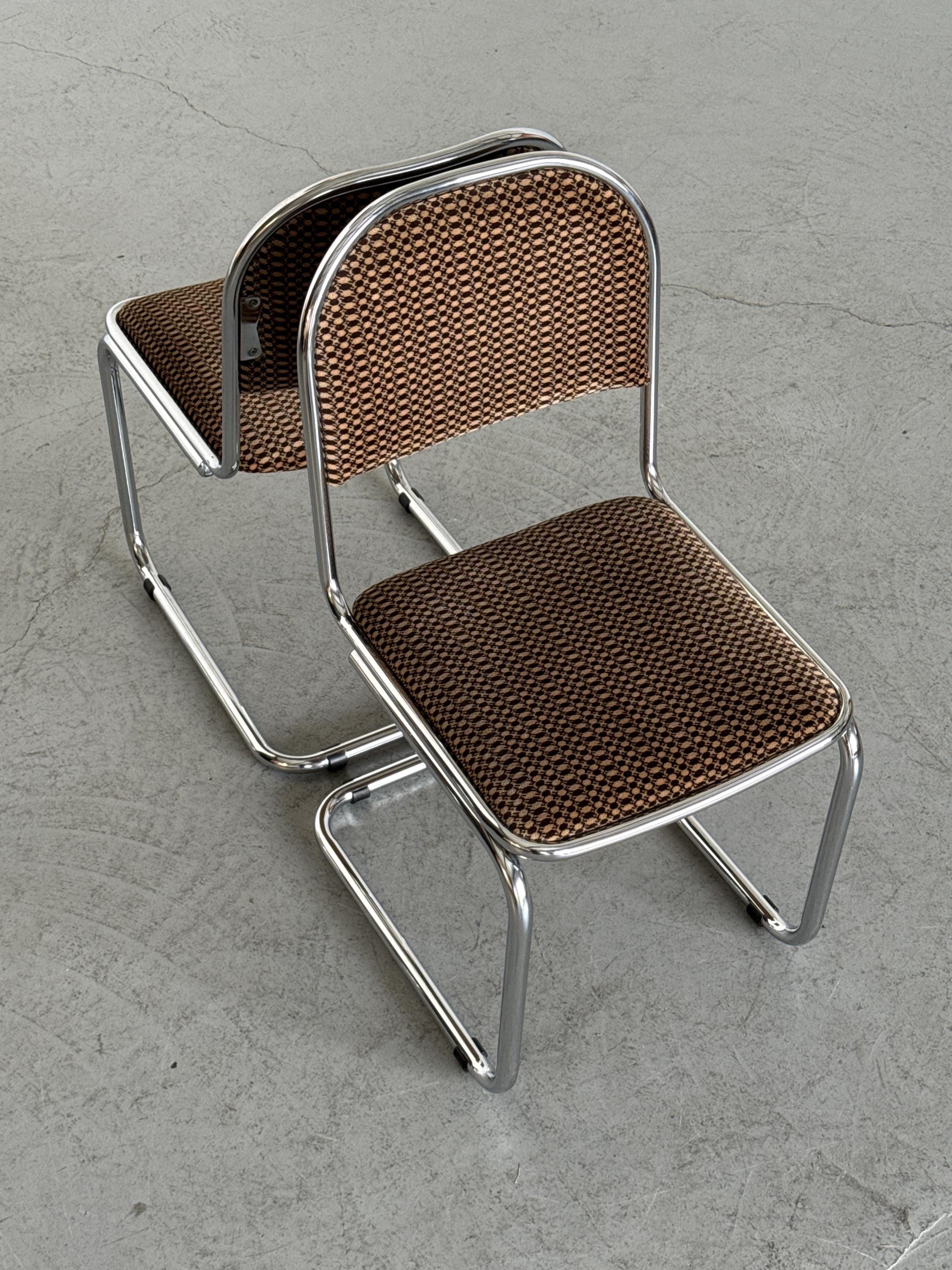 Bauhaus Design Cantilever Chairs in Patterned Upholstery