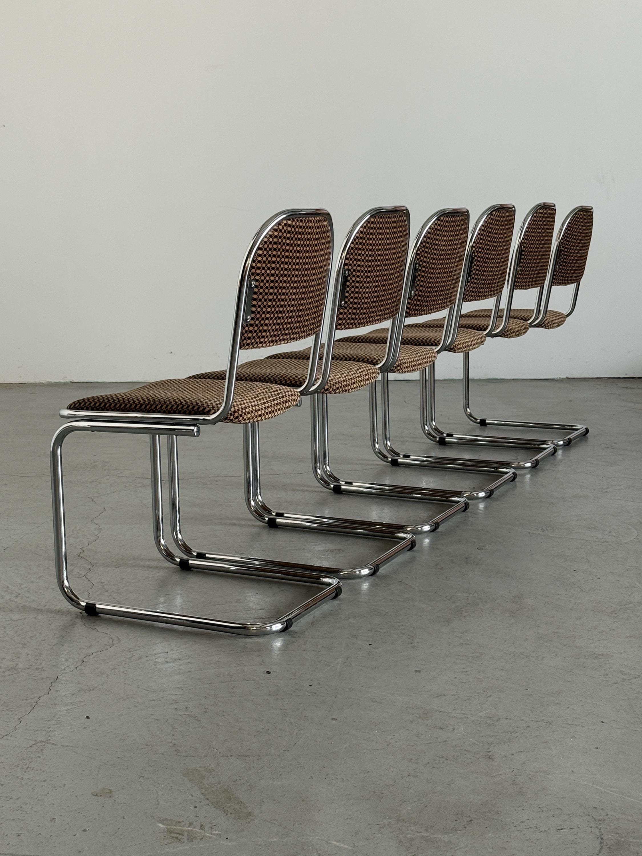 Bauhaus Design Cantilever Chairs in Patterned Upholstery