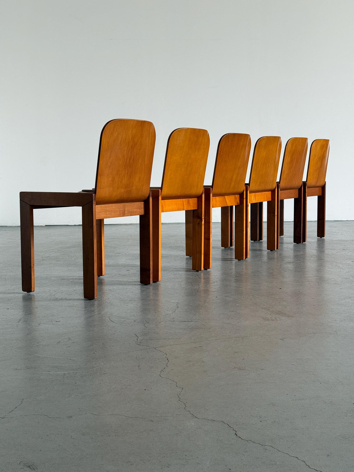 Plywood and Ash Dining Chairs Attributed to Molteni