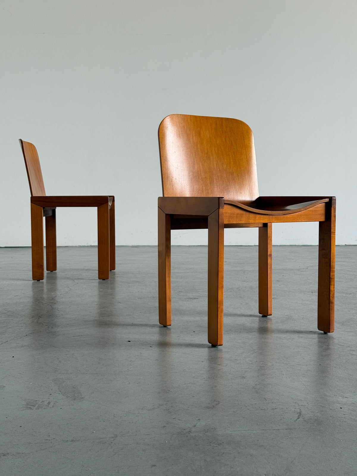 Plywood and Ash Dining Chairs Attributed to Molteni
