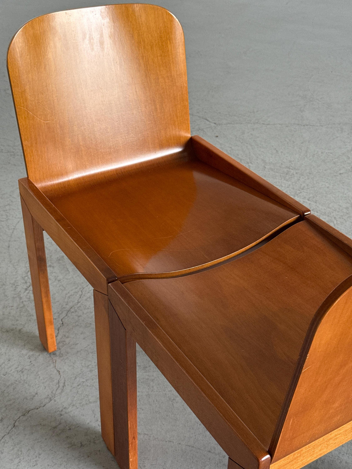 Plywood and Ash Dining Chairs Attributed to Molteni