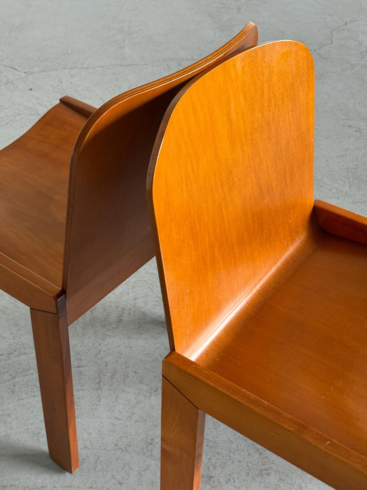 Plywood and Ash Dining Chairs Attributed to Molteni