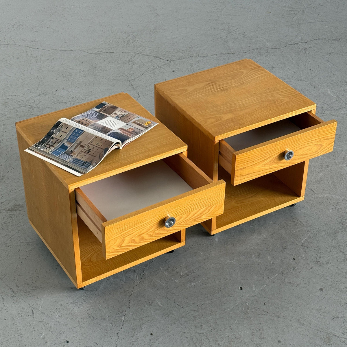 Box Bedside Tables with Ball Casters