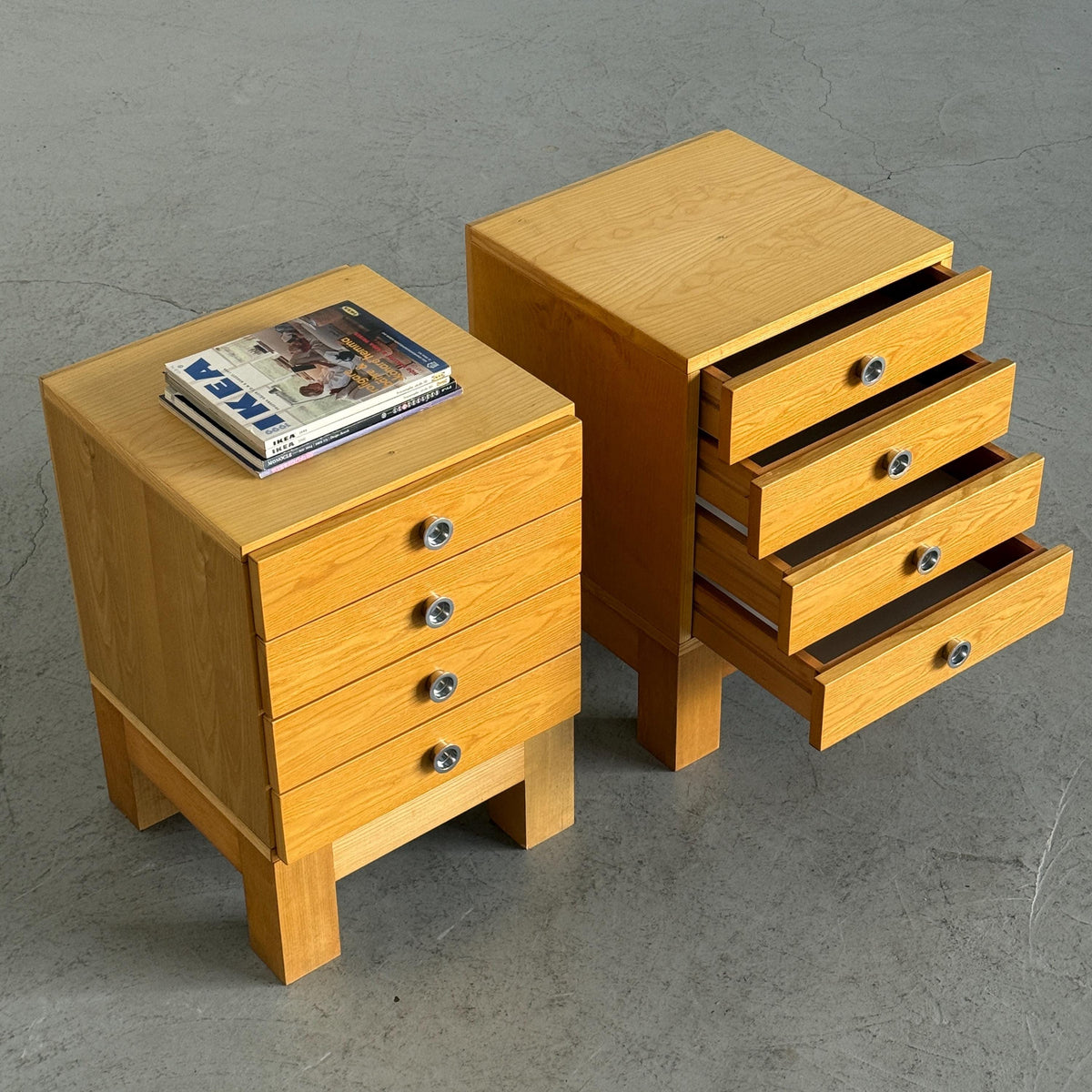 Four-Drawer Bedside Cabinets with Recessed Circular Pulls