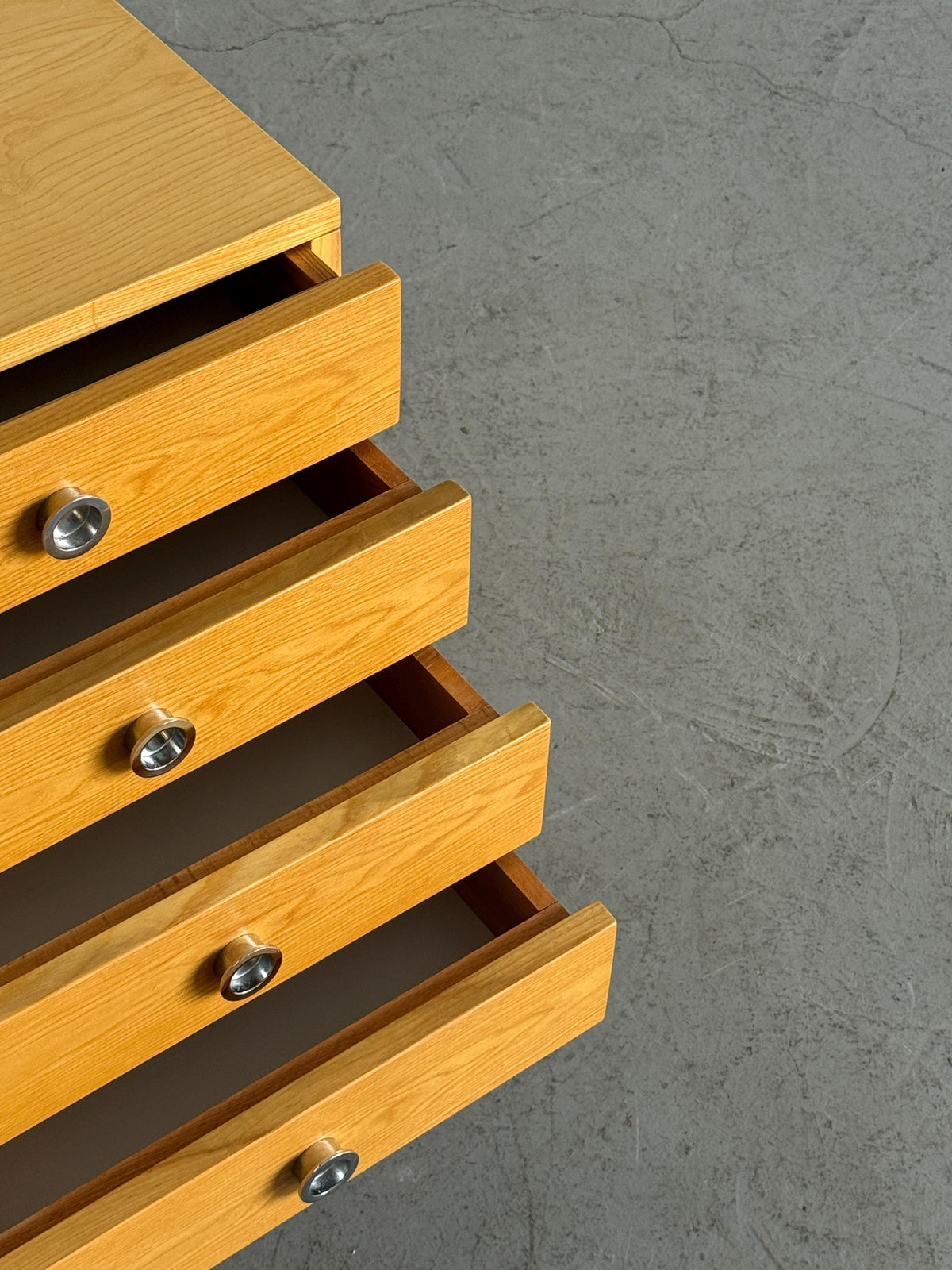 Four-Drawer Bedside Cabinets with Recessed Circular Pulls
