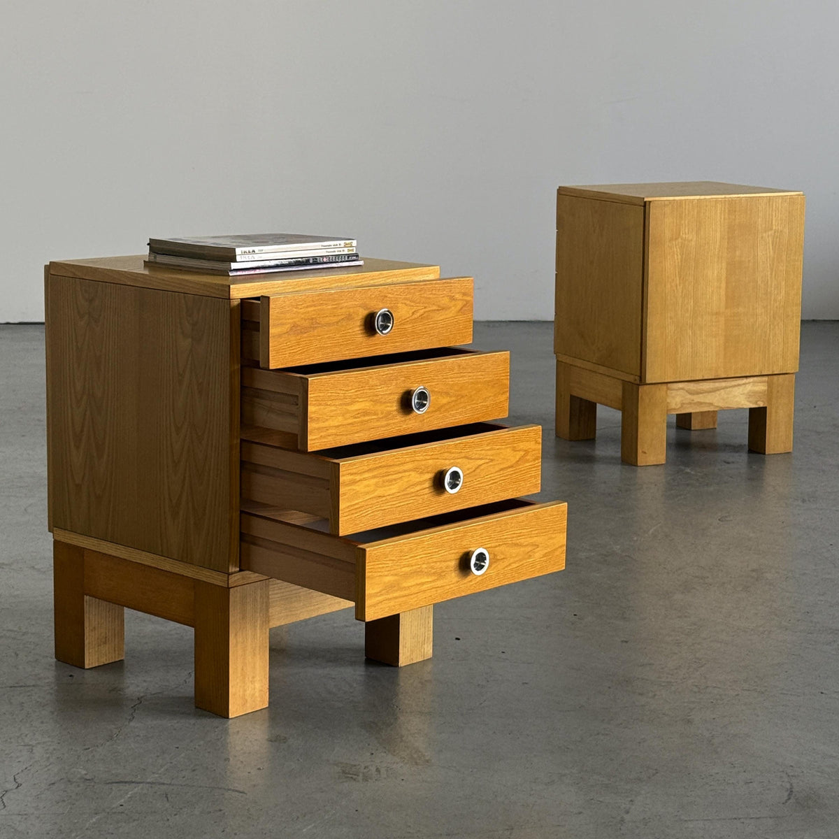 Four-Drawer Bedside Cabinets with Recessed Circular Pulls