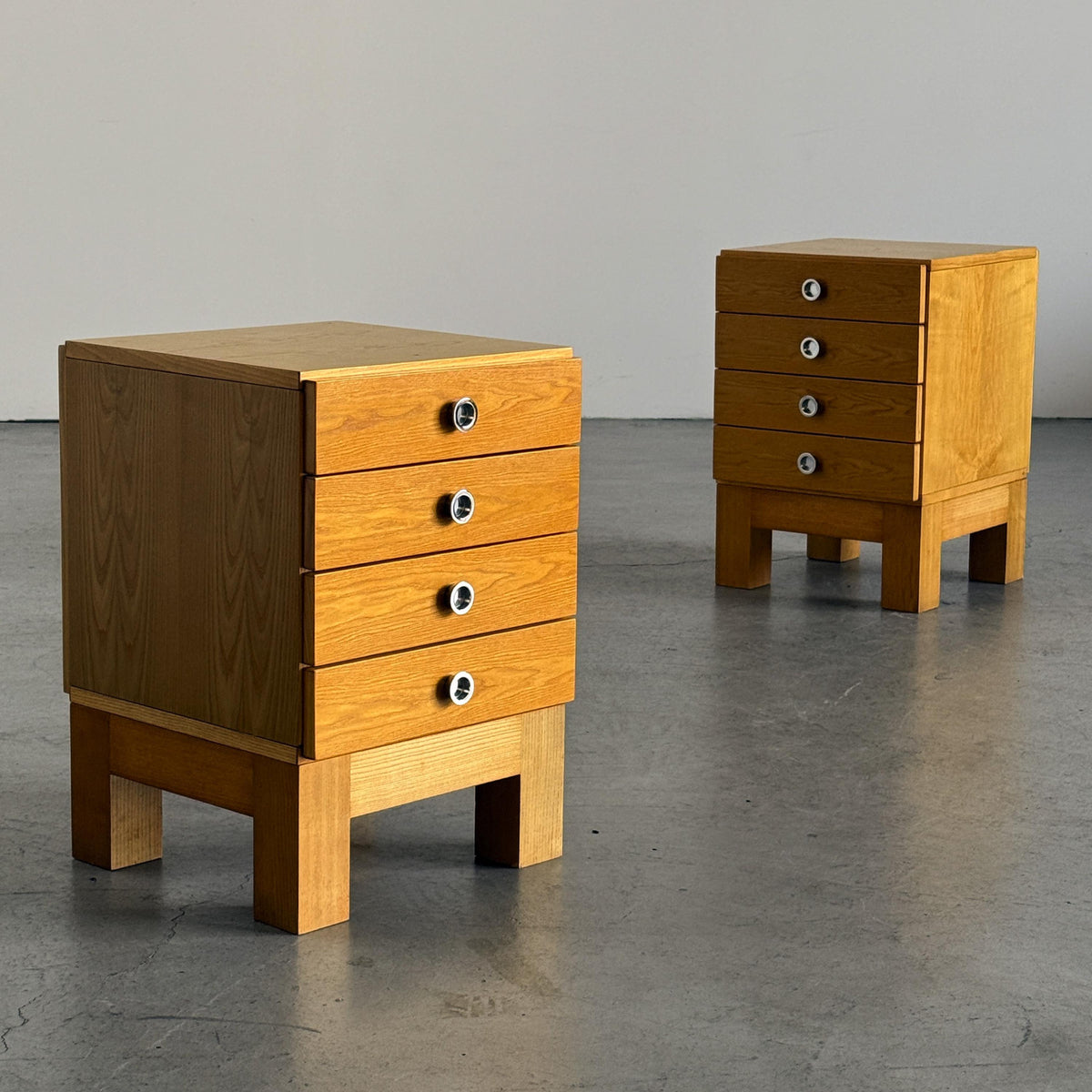 Four-Drawer Bedside Cabinets with Recessed Circular Pulls