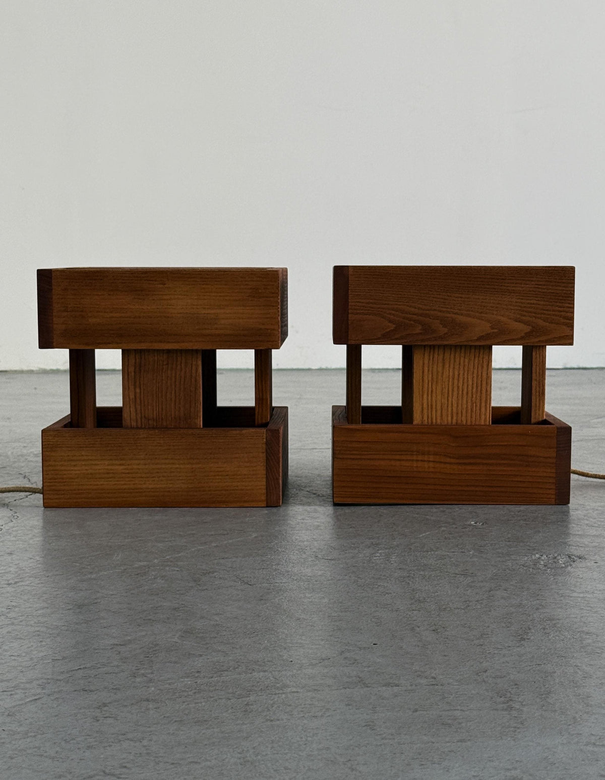 Architectural Wooden Box Table Lamps