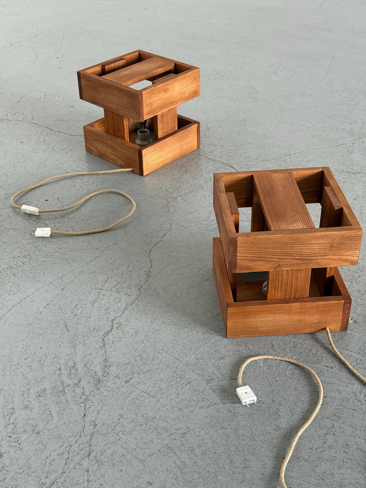 Architectural Wooden Box Table Lamps