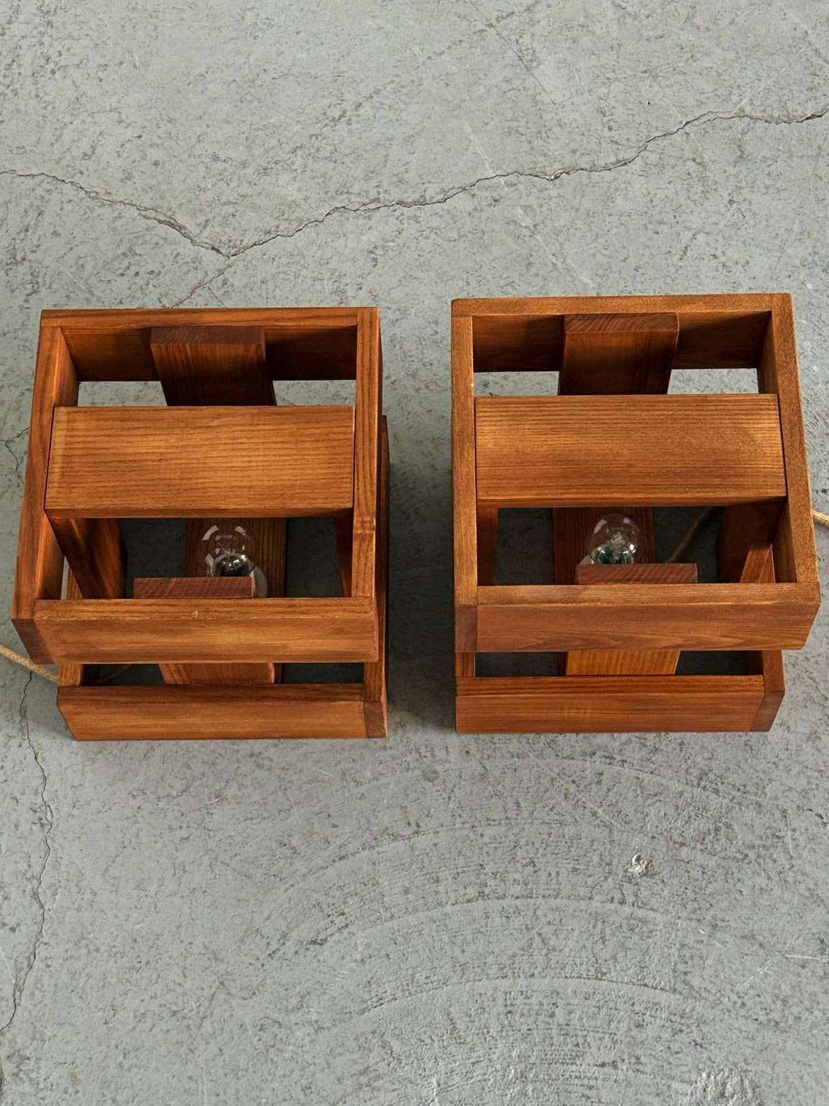 Architectural Wooden Box Table Lamps